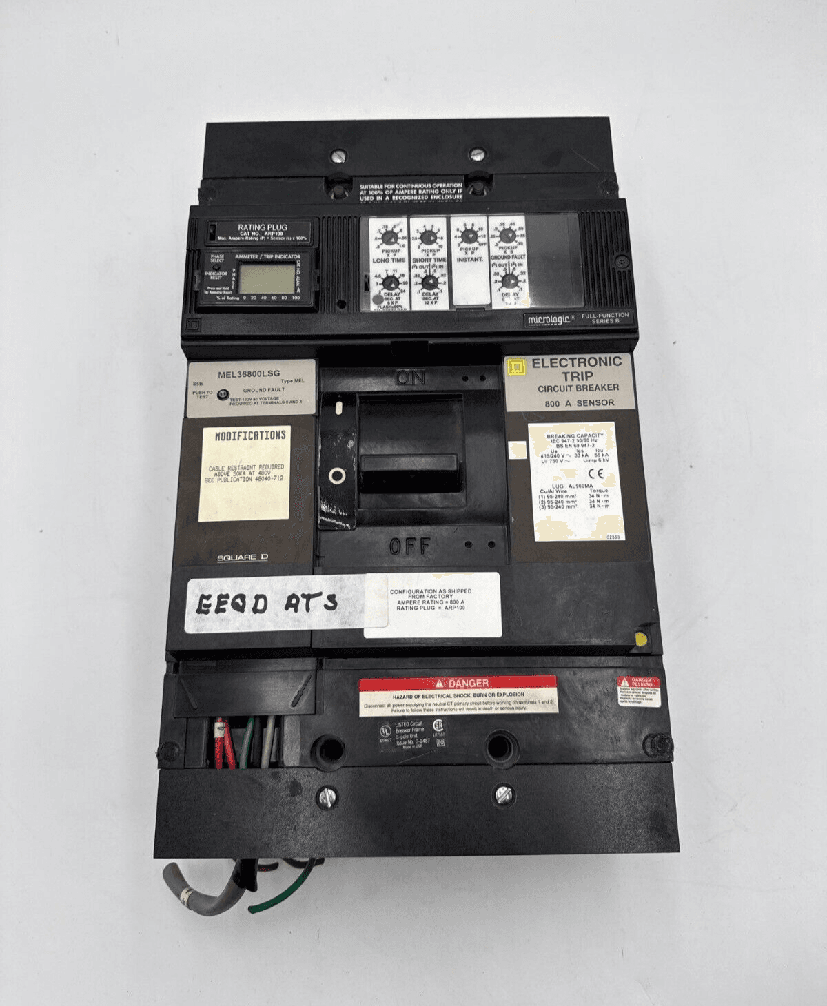 Square D MEL36800LSG Circuit Breaker 800A 3P 600V Micrologic Electronic Trip 800 Amp 3 Pole – image 1