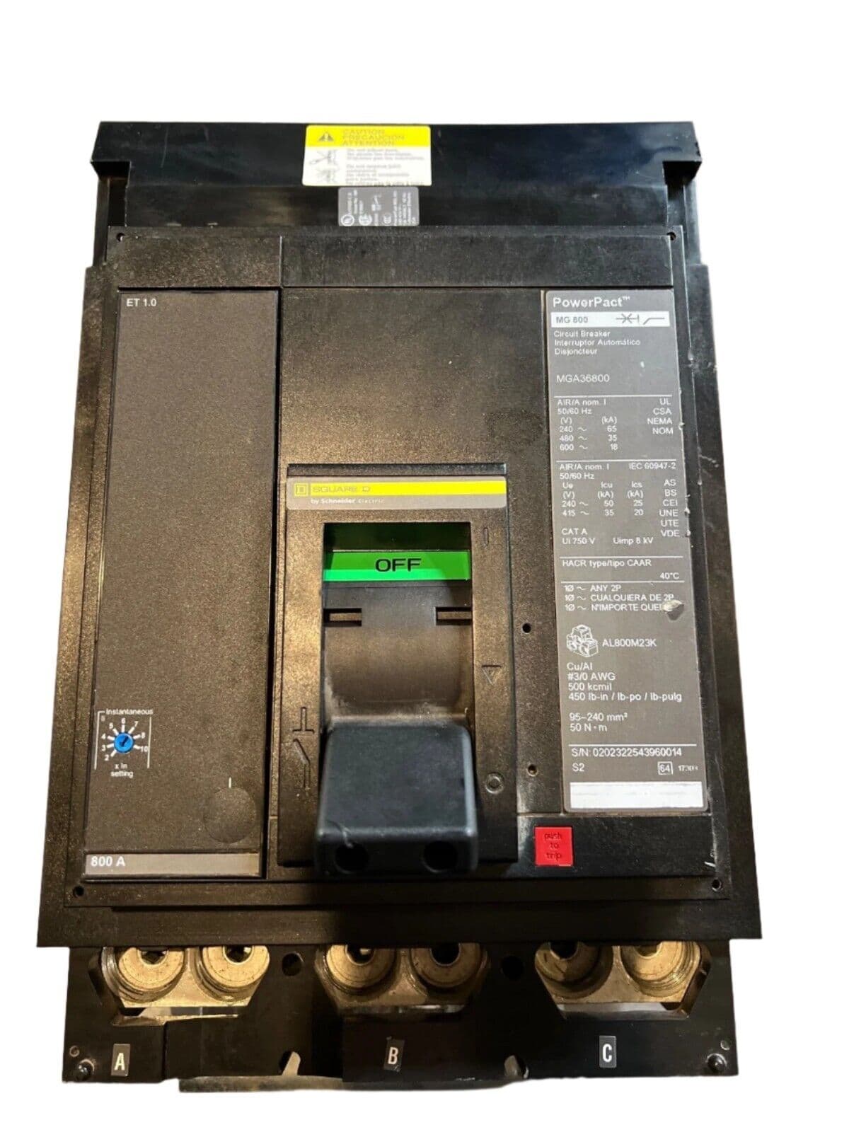 Square D MGA36800 Circuit Breaker — image 1 of 7