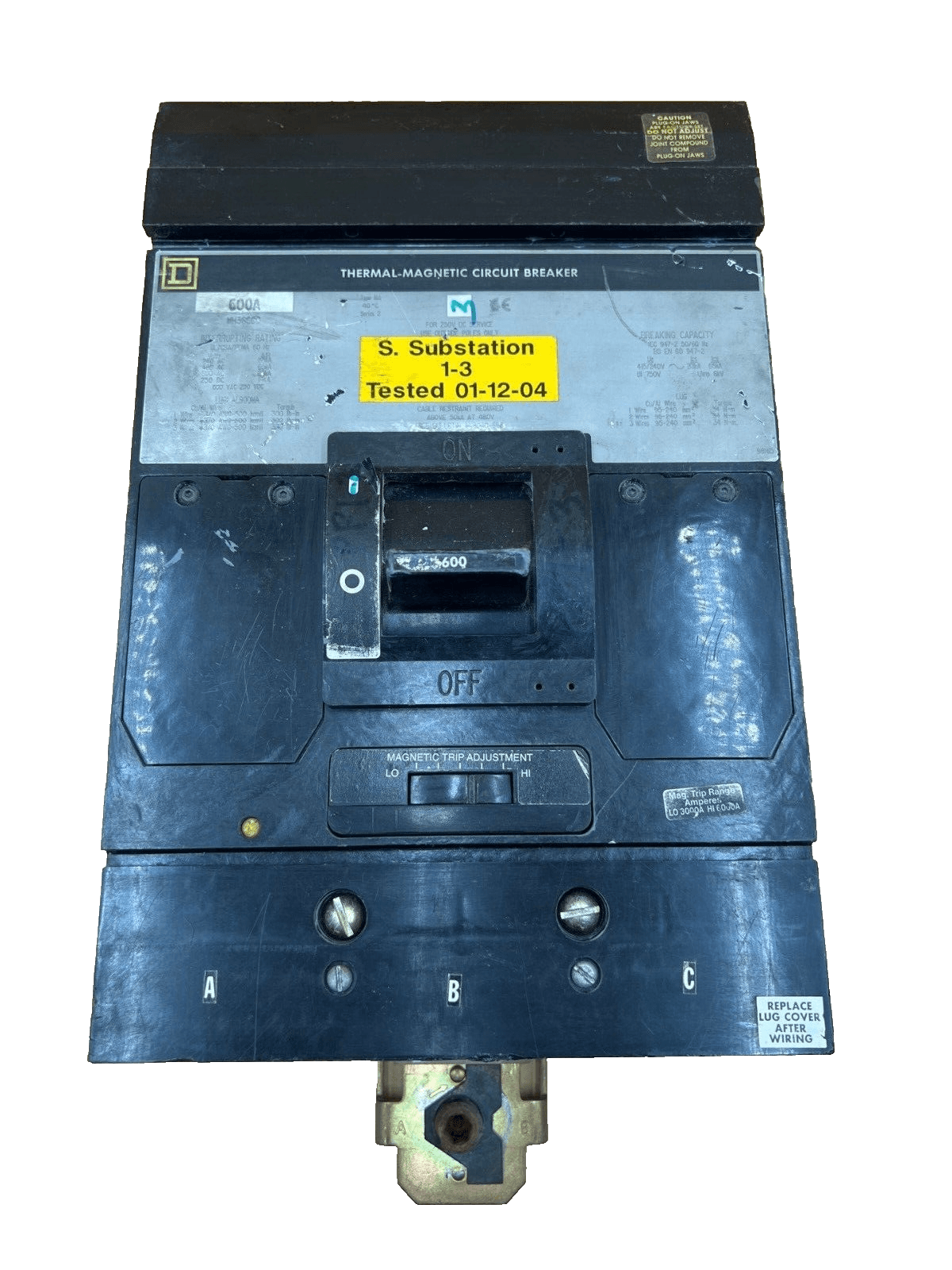 Square D MH36600 I-Line Circuit Breaker 600A 3P 600V 3PH MA 600 Amp 3 Pole – image 1
