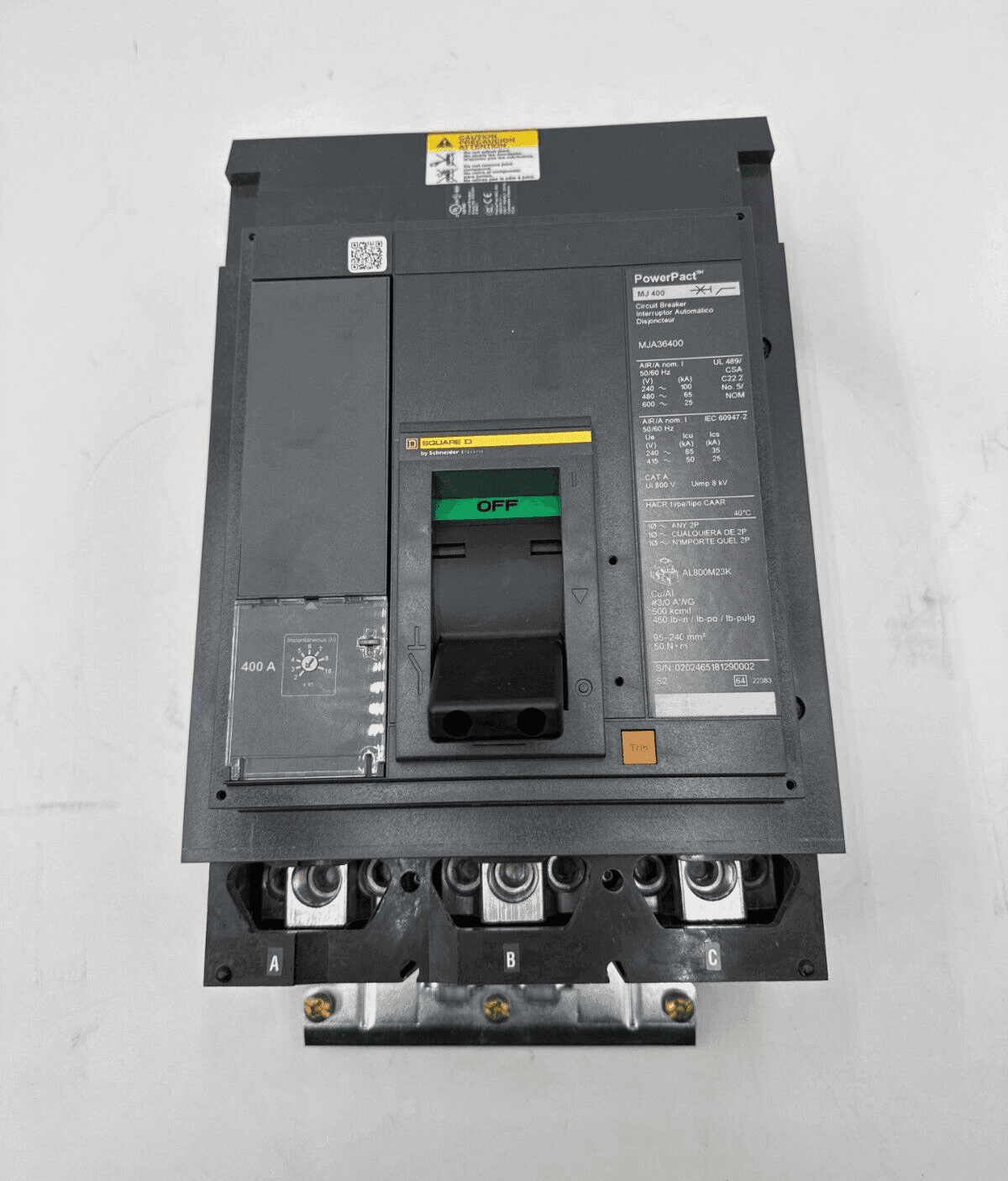 Square D MJA36400 I-Line Circuit Breaker 400A 3P 600V 3PH MJA 400 Amp 3 Pole