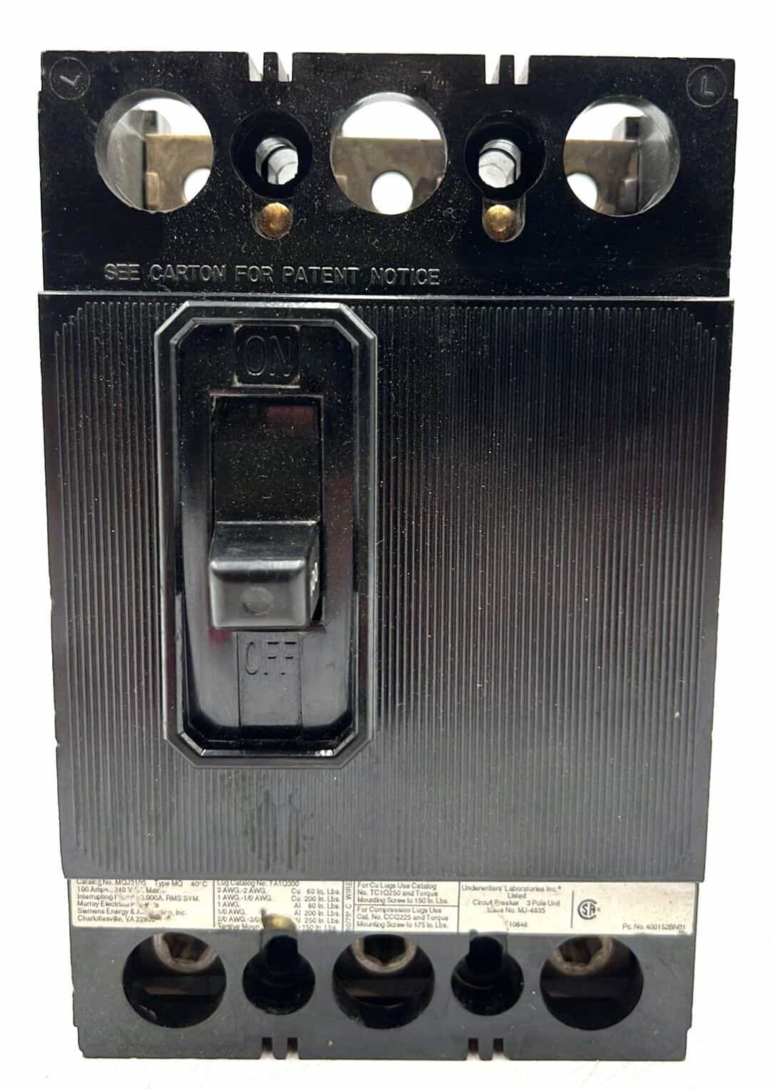 Siemens MQJ3100 Circuit Breaker — image 1 of 7