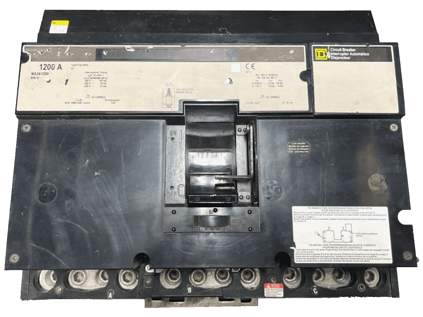 Square D NA361200 I-Line Circuit Breaker 1200A 3P 600V 3PH NAA 1200 Amp 3 Pole – image 1