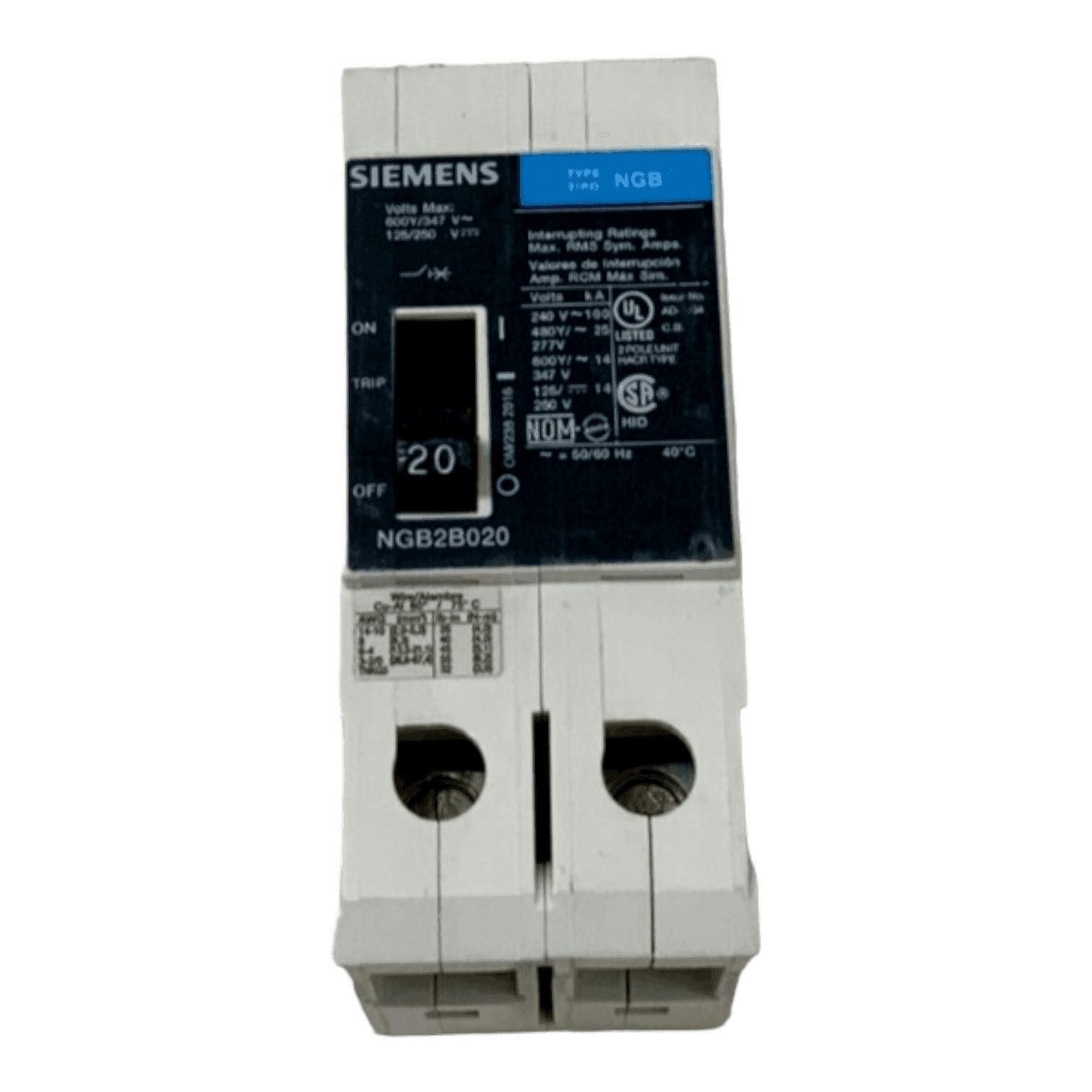 Siemens NGB2B020 Circuit Breaker — image 1 of 6