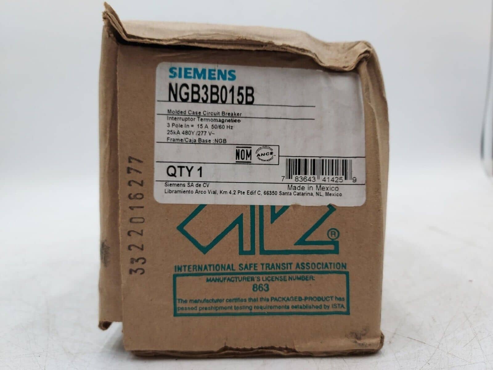 Siemens NGB3B015B Circuit Breaker — image 1 of 7