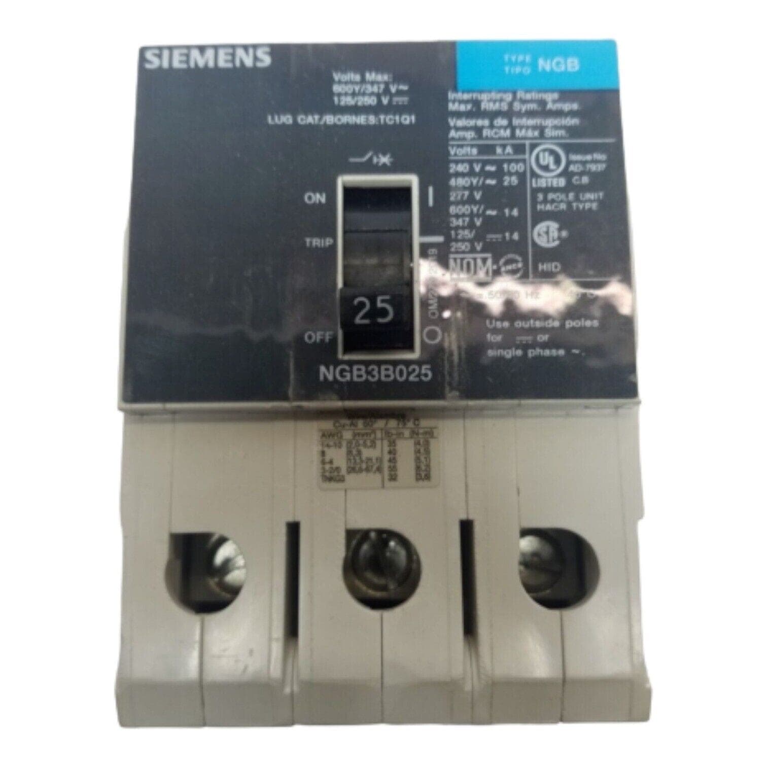 Siemens NGB3B025 Circuit Breaker — image 1 of 6