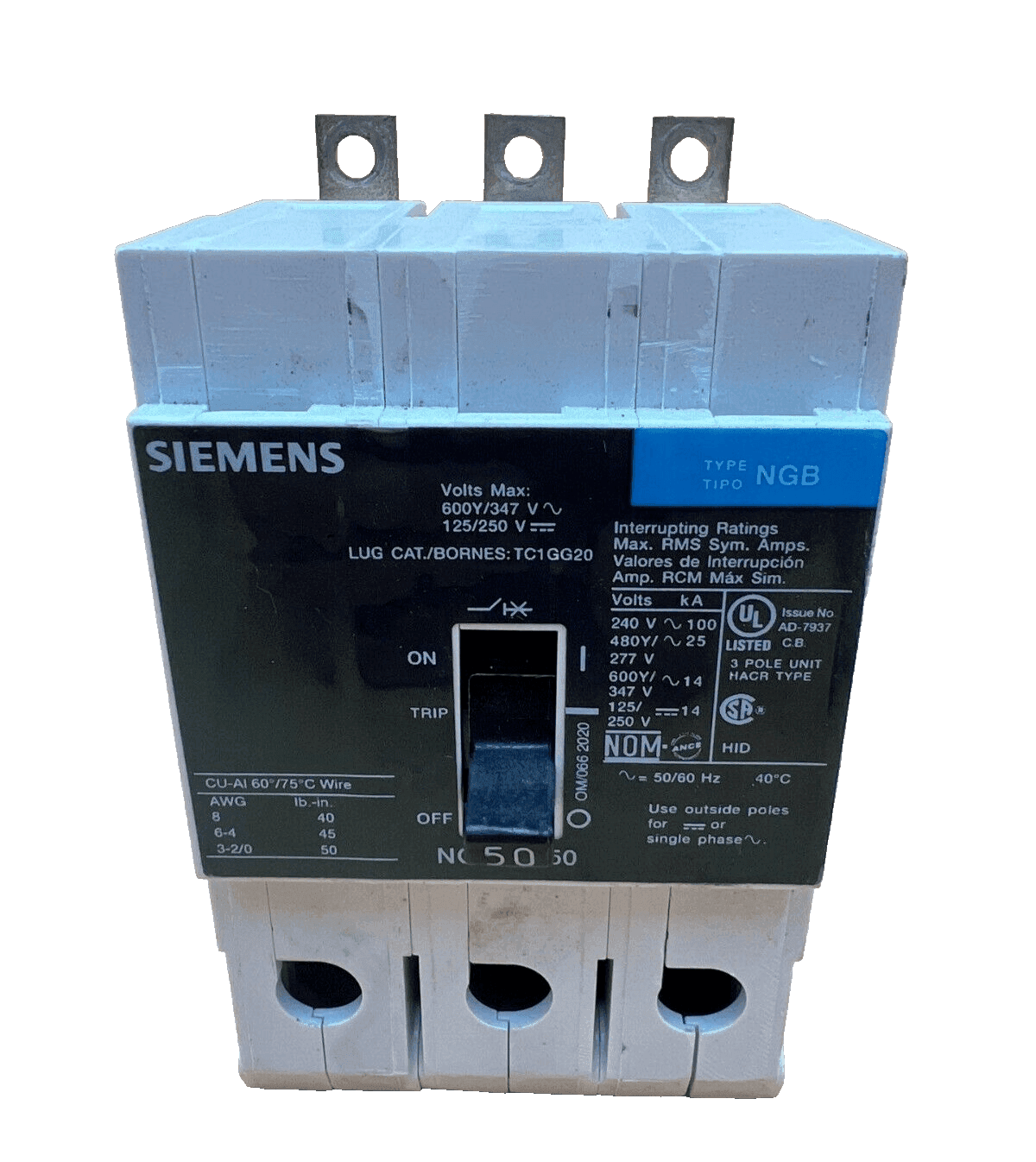 Siemens NGB3B050 Circuit Breaker — image 1 of 6