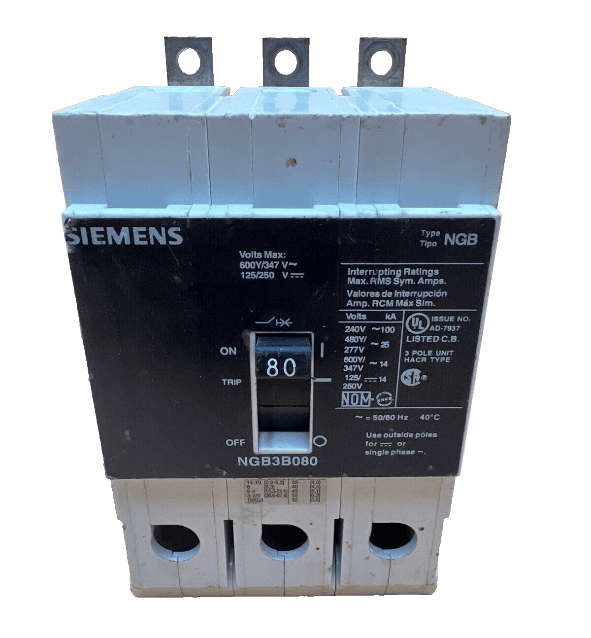 Siemens NGB3B080 Circuit Breaker — image 1 of 6