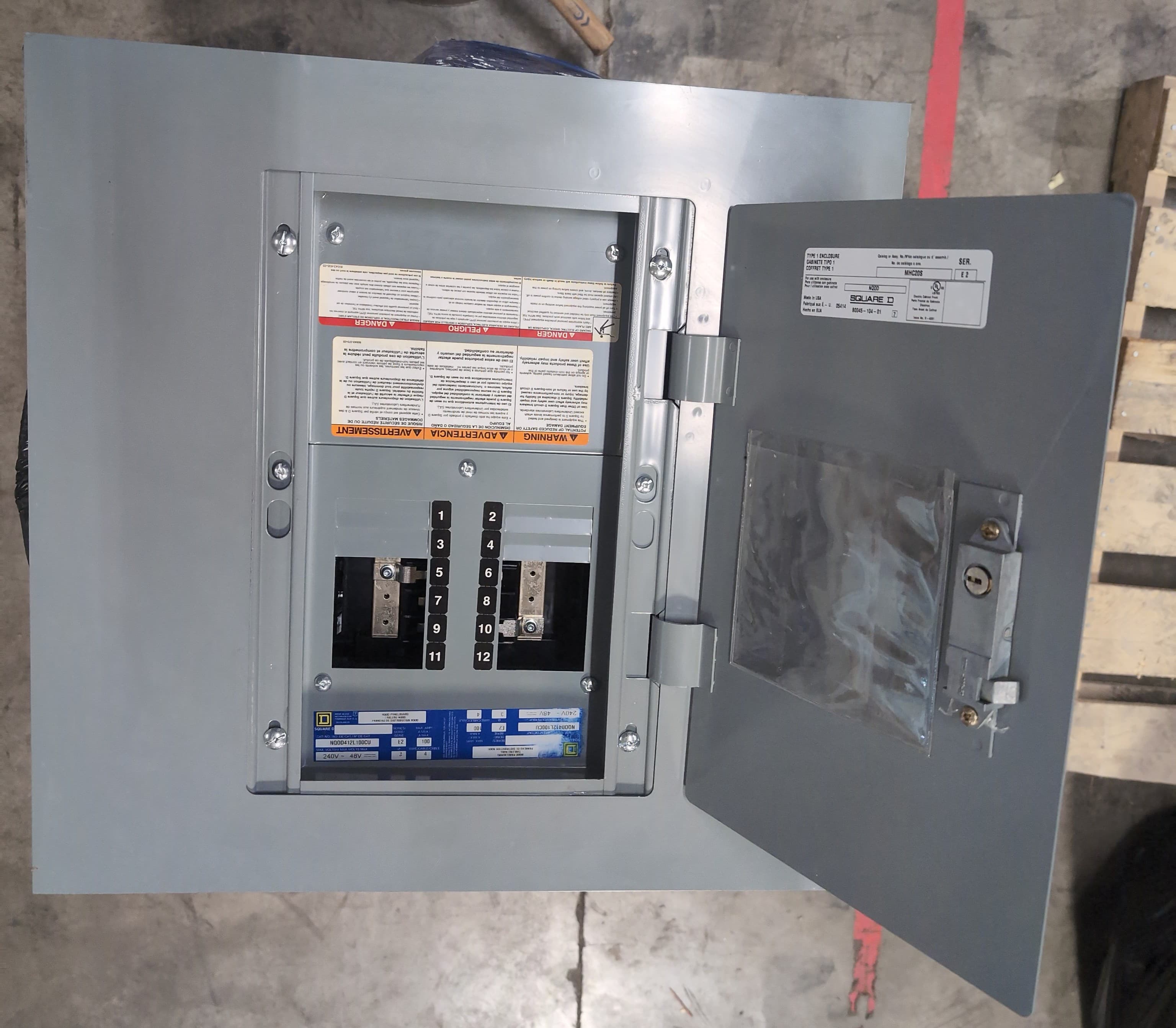 Square D NQOD412L100CU Panelboard 100A 240V 3PH 4W MLO Panel 100 Amp 12 Cir – image 1