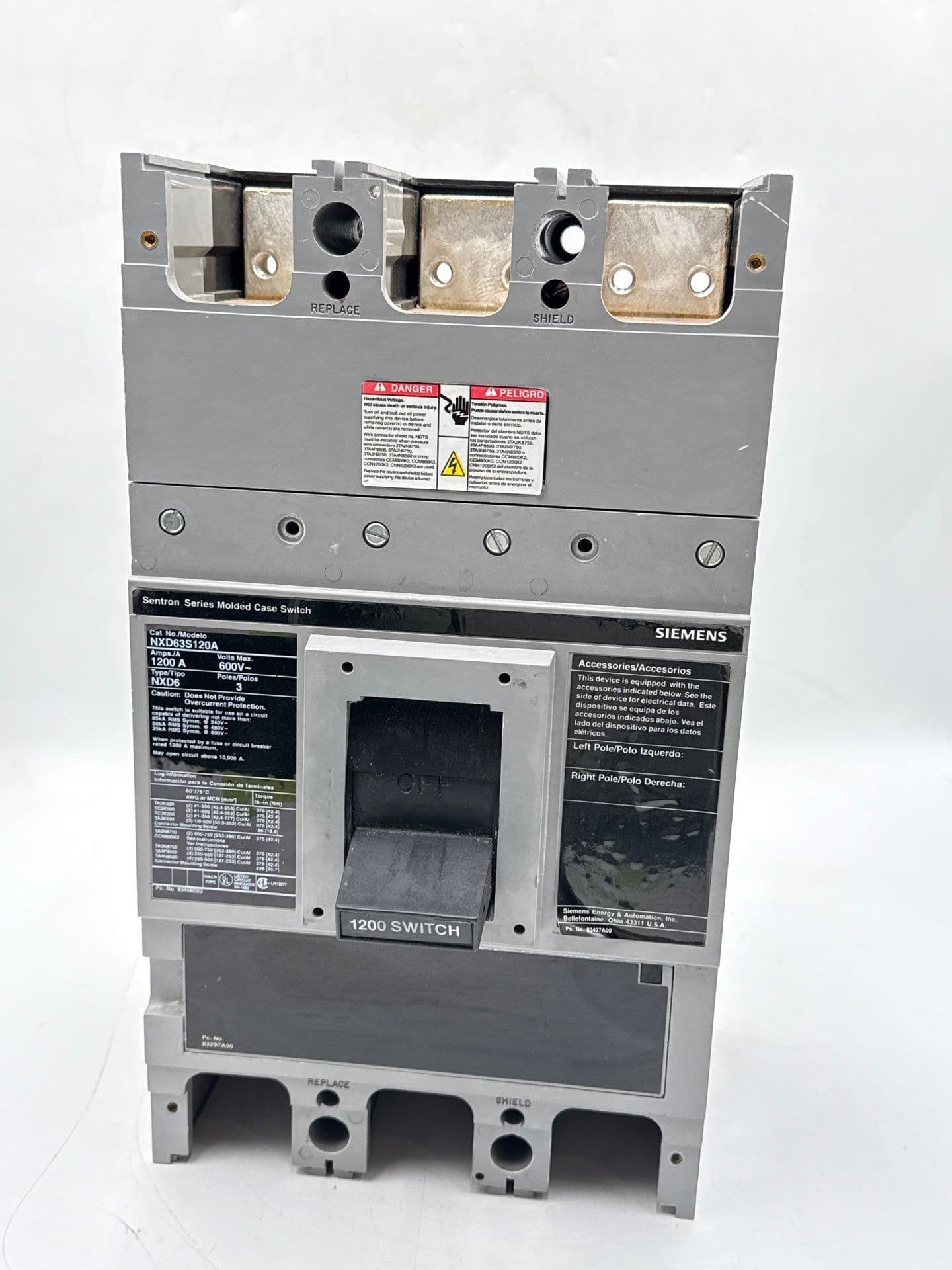 Siemens NXD63S120A Circuit Breaker 1200A 3P 600V NXD6 1200 Amp 3 Pole – image 1