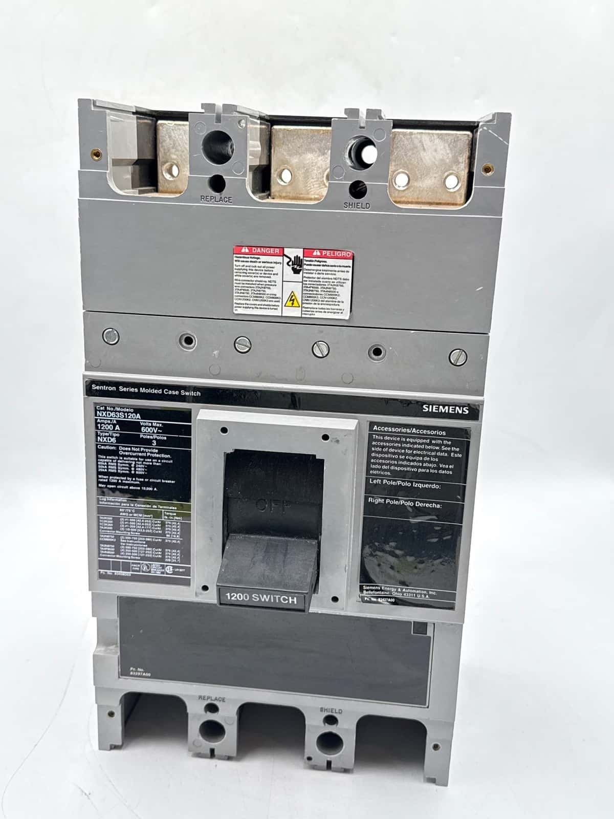 Siemens NXD63S120A Circuit Breaker 1200A 3P 600V NXD6 1200 Amp 3 Pole