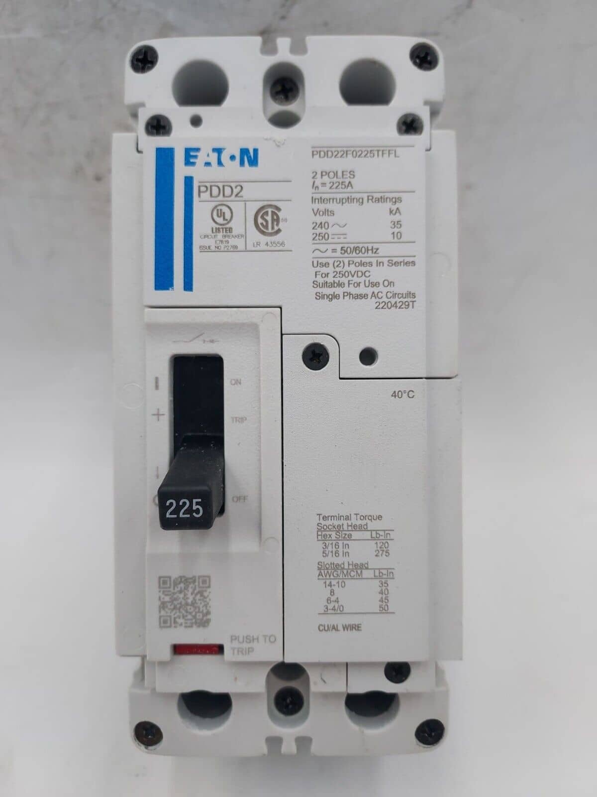 Eaton PDD22F0225TFFL Circuit Breaker — image 1 of 6