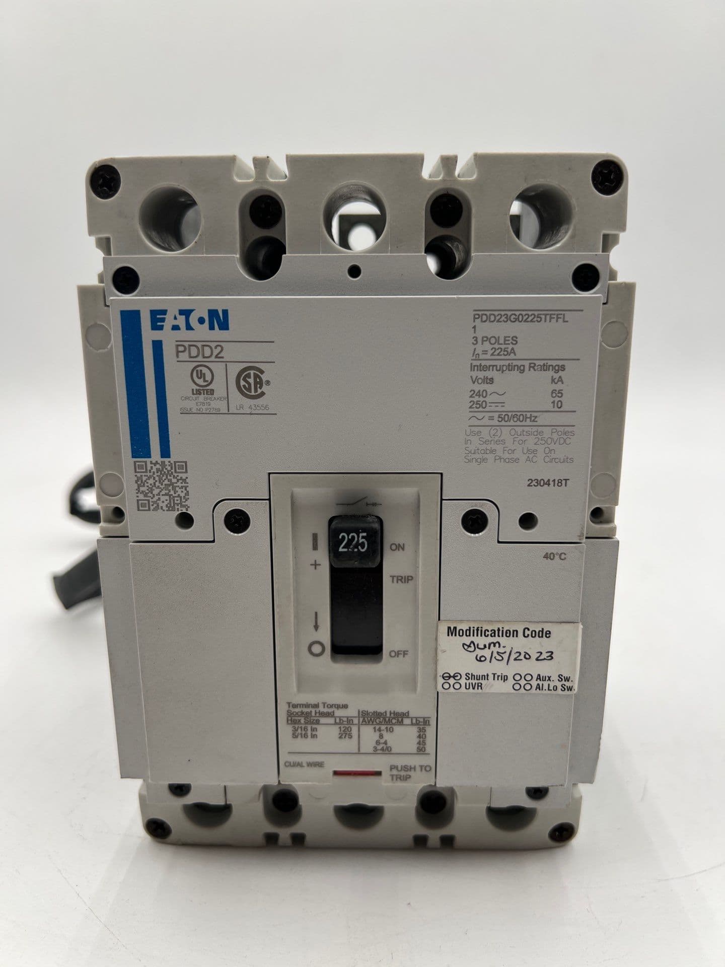 Eaton PDD23G0225TFFL Circuit Breaker — image 1 of 6