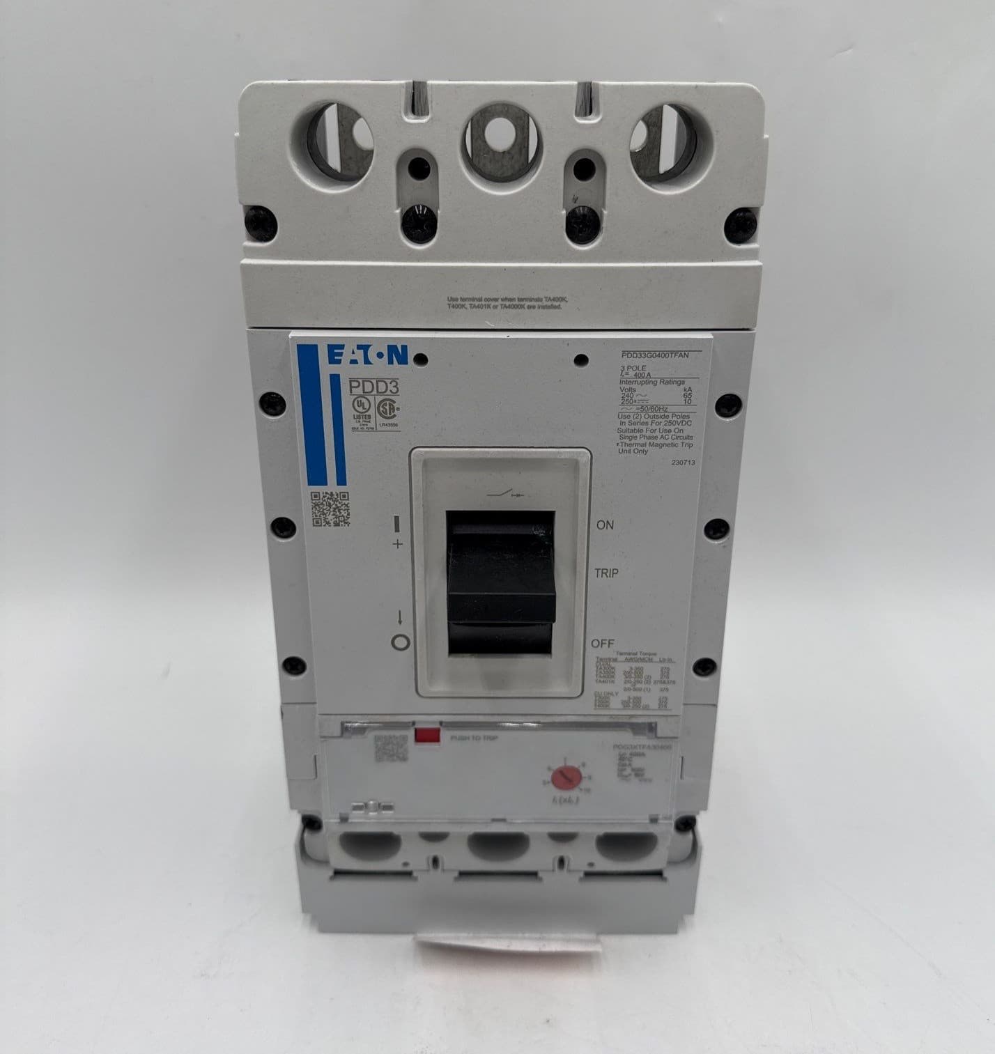 Eaton PDD33G0400TFAN Circuit Breaker 400A 3P 240V 65k PDD3 400 Amp 3 Pole – image 1