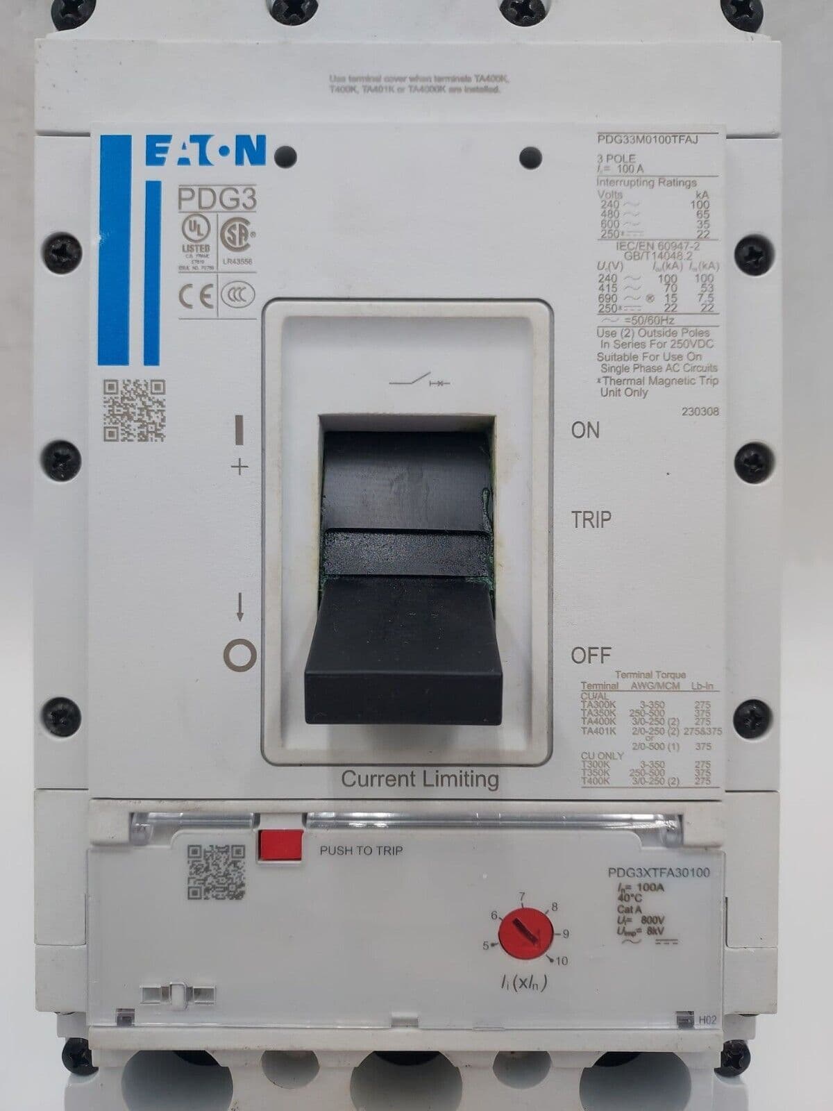 Eaton PDG33M0100TFAJ Circuit Breaker — image 1 of 6