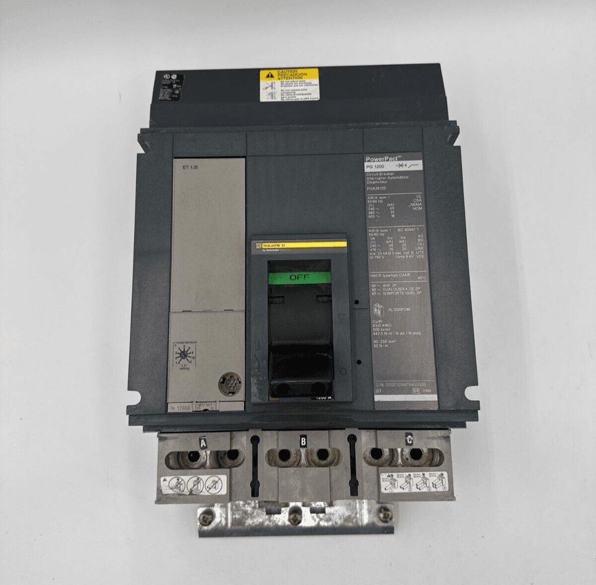 Square D PGA36120 I-Line Circuit Breaker 1200A 3P 600V PGA 1200 Amp PowerPact