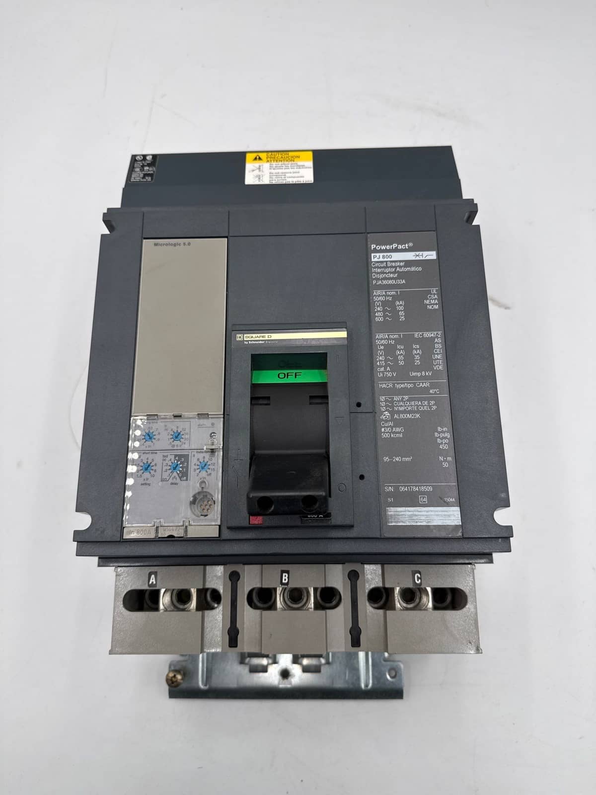 Square D PJA36080U33A I-Line Circuit Breaker 800A 3P 600V PJA 800 Amp 3 Pole