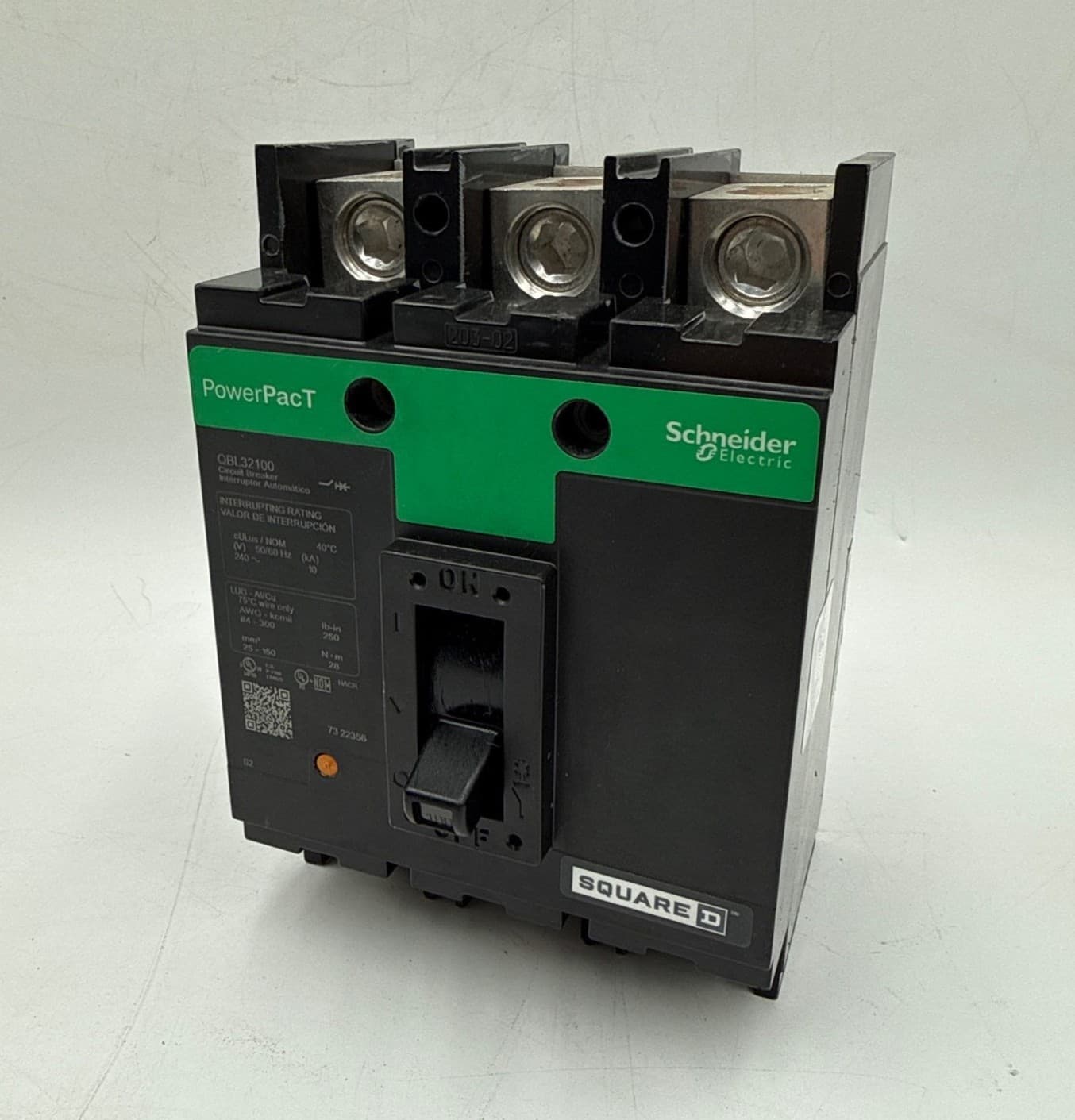 Square D QBL32100 Circuit Breaker 100A 3P 240V 3PH QBL 100 Amp 3 Pole Green – image 1