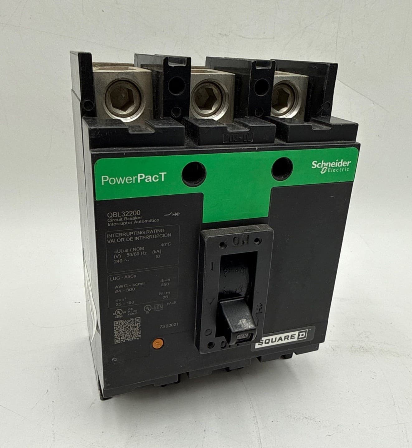 Square D QBL32200 Circuit Breaker 200A 3P 240V 3PH QBL 3 Pole 200 Amp Green – image 1