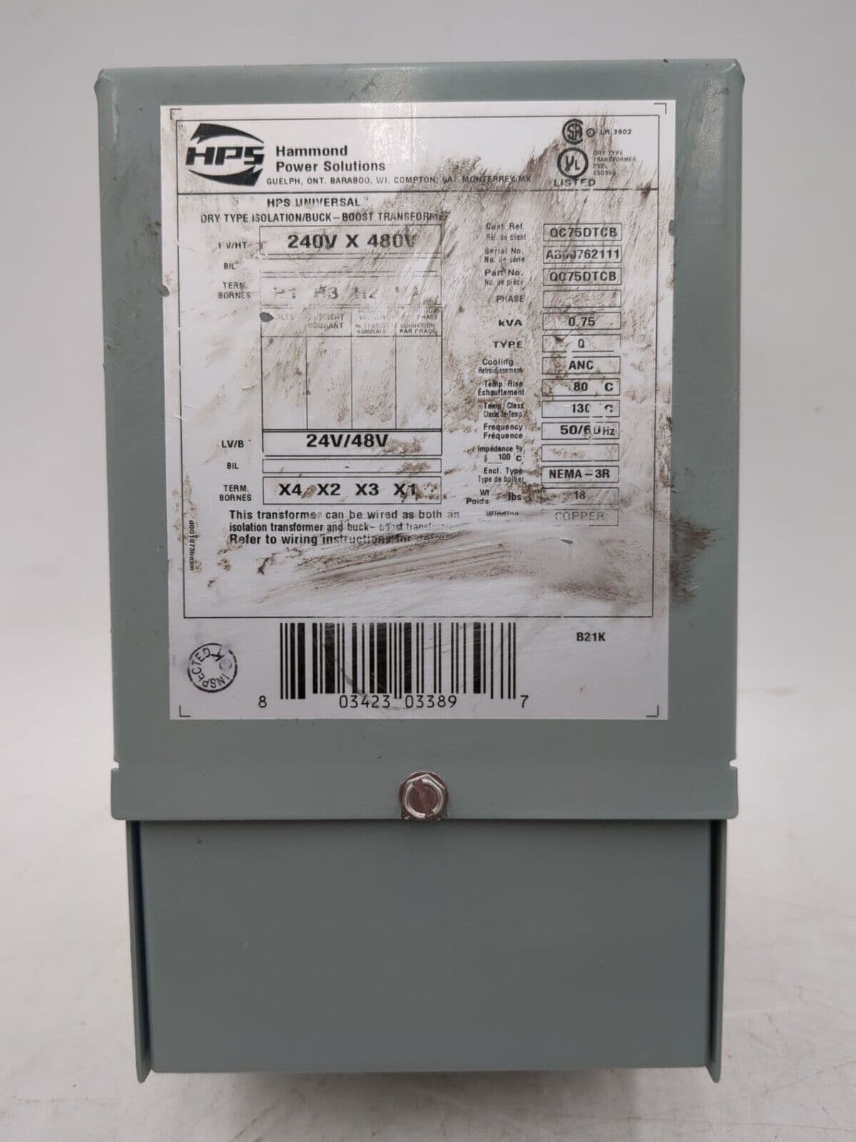 Hammond QC75DTCB Control Transformer — image 1 of 7