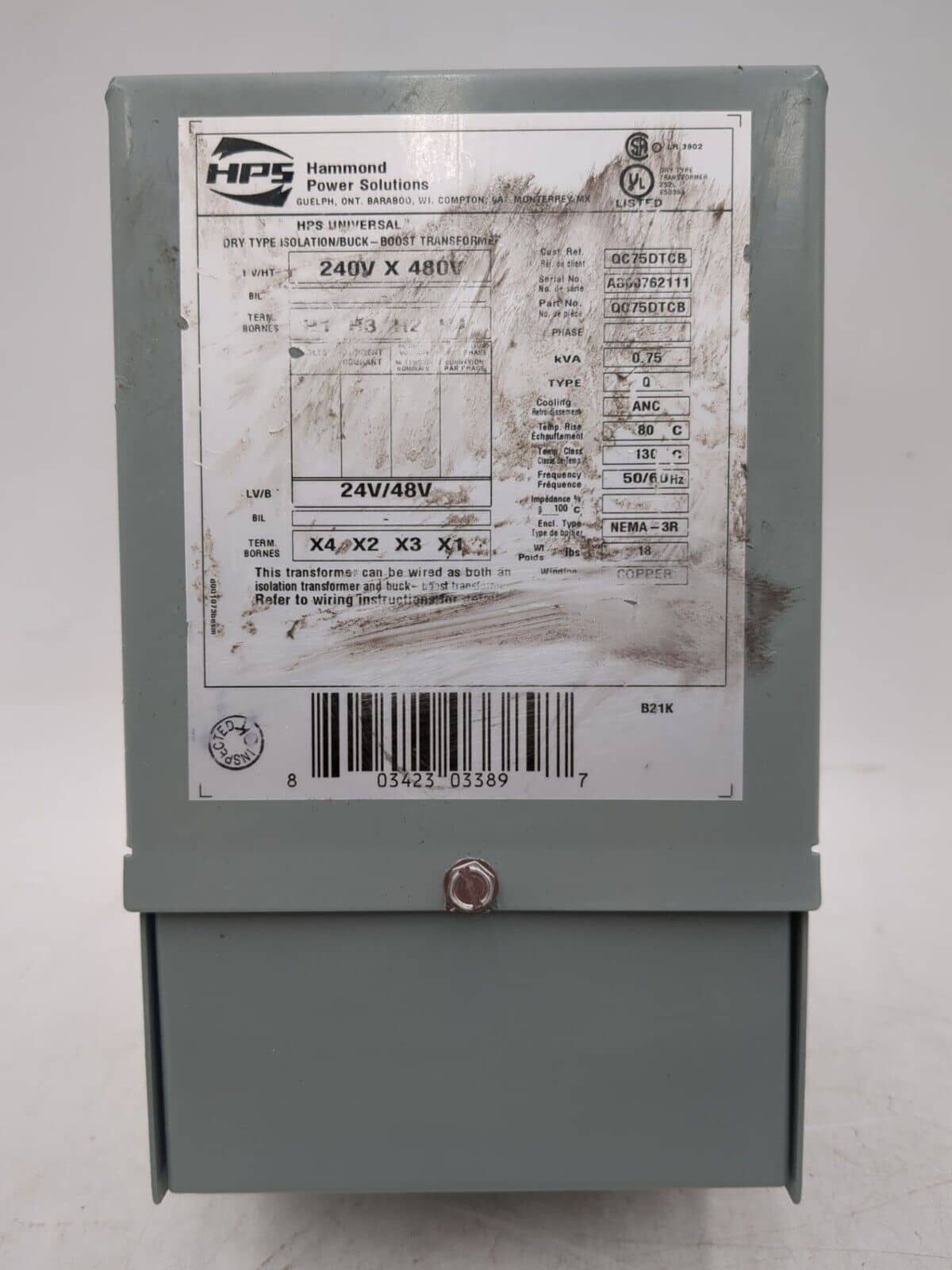Hammond QC75DTCB Control Transformer — image 1 of 7