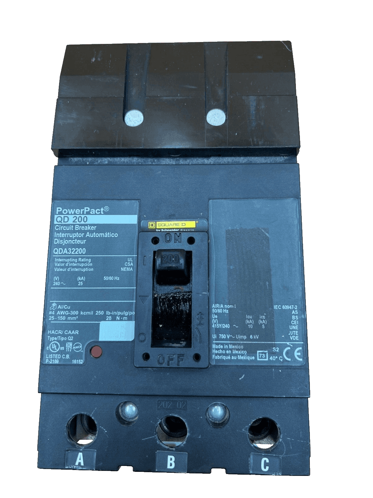 Square D QDA32200 Circuit Breaker 200A 240V 3P