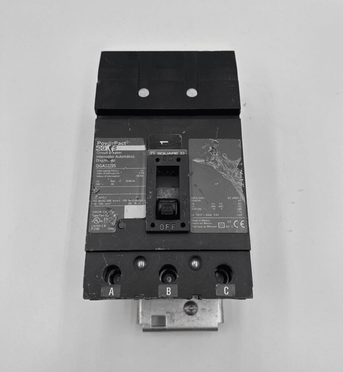 Square D QGA32225 I-Line Circuit Breaker 225A 240V 3P QGA 225 Amp 3 Pole