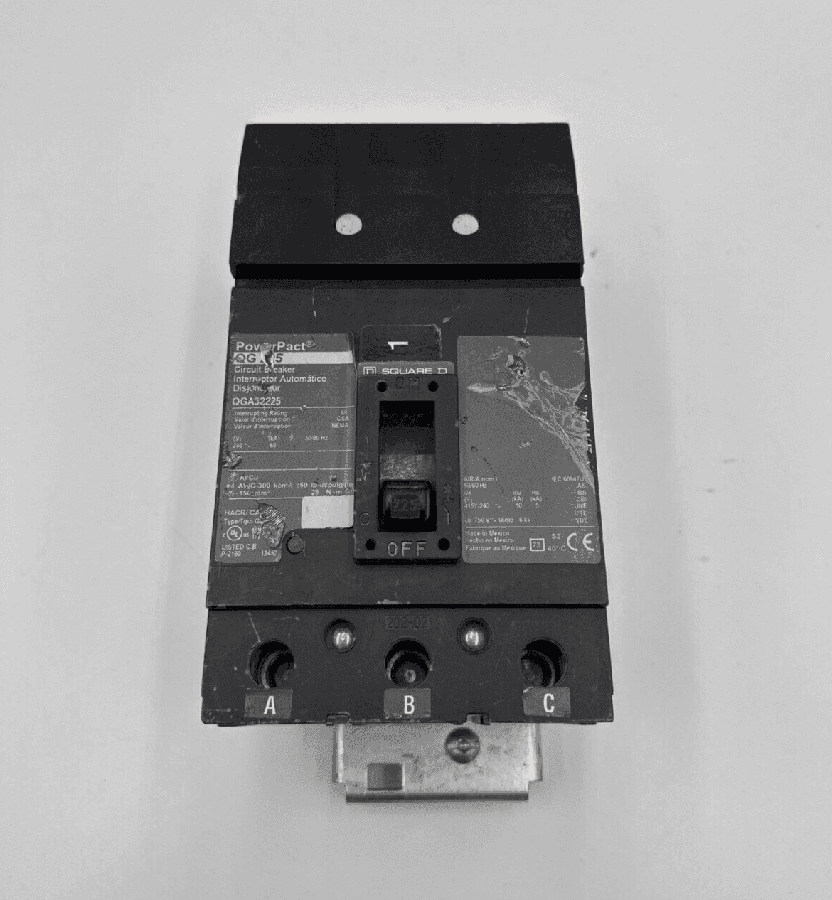 Square D QGA32225 I-Line Circuit Breaker 225A 240V 3P QGA 225 Amp 3 Pole