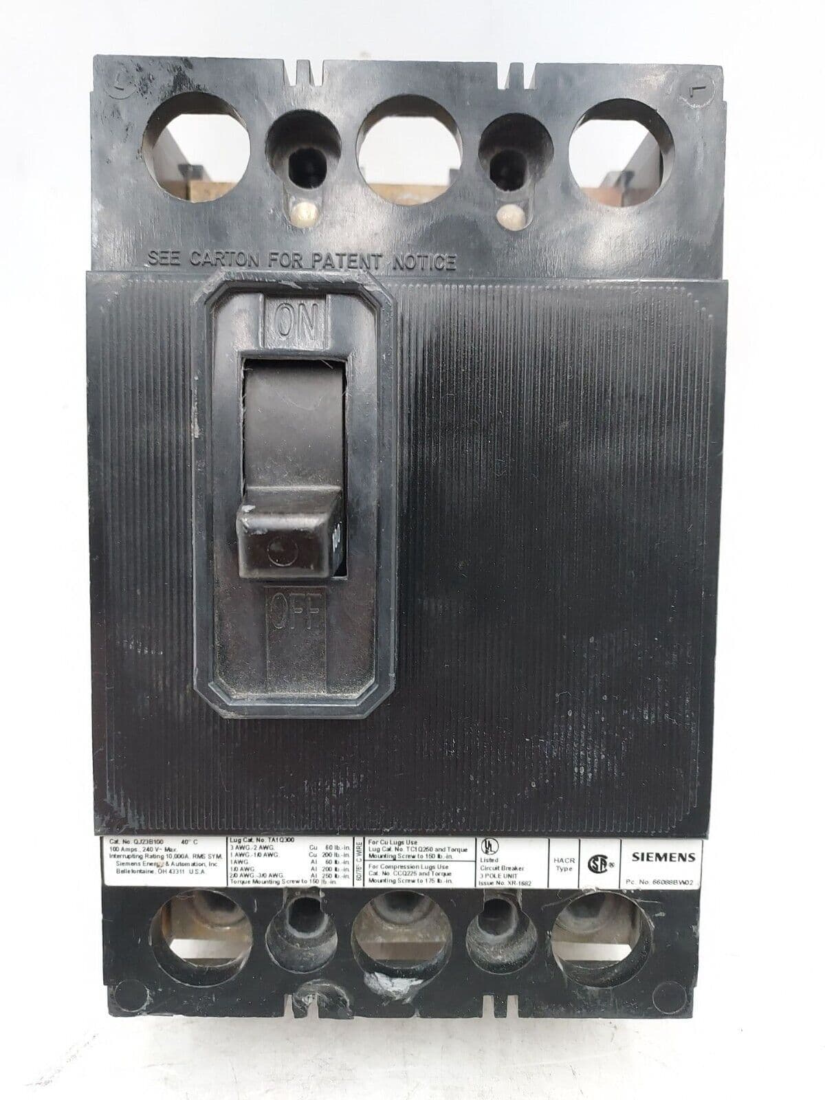 Siemens QJ23B100 Circuit Breaker — image 1 of 7