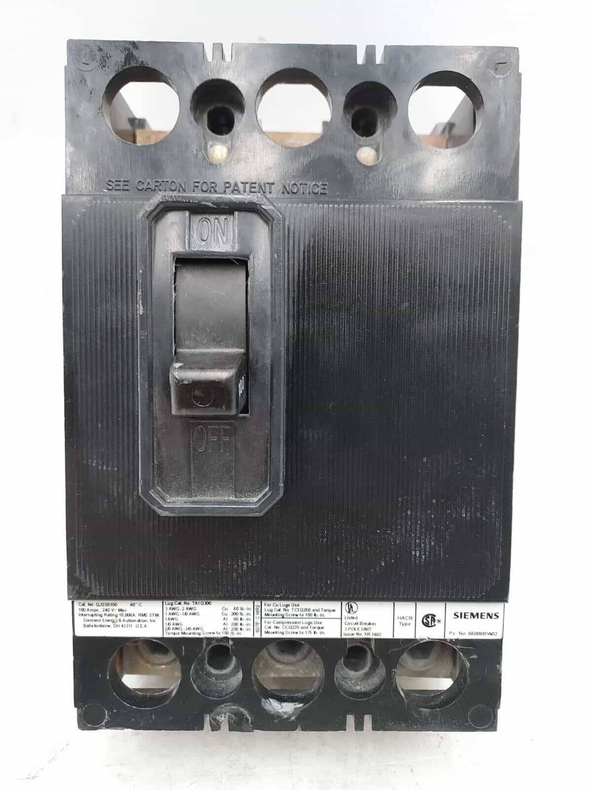 Siemens QJ23B100 Circuit Breaker — image 1 of 7