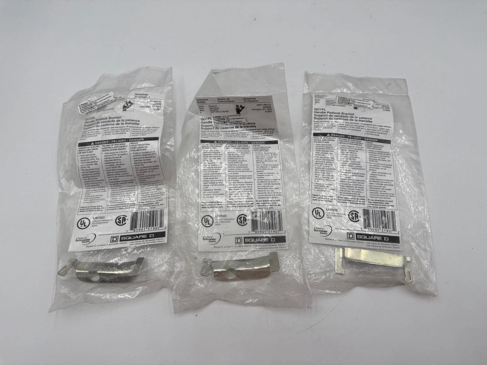 3PC Lot Square D QO1PL Handle Padlock Bracket QO Load Center Attachment 3 Piece – image 1