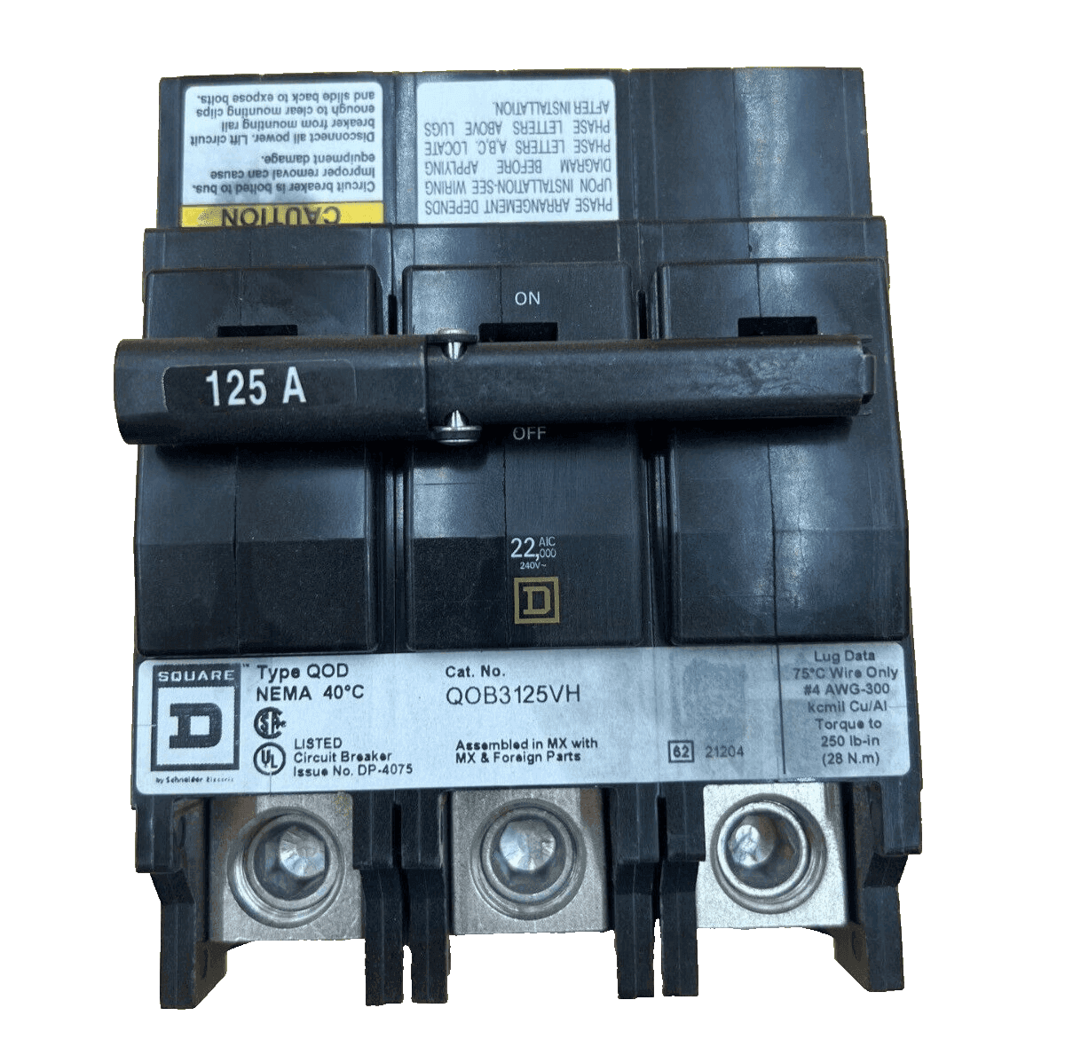 Square D QOB3125VH Circuit Breaker — image 1 of 6
