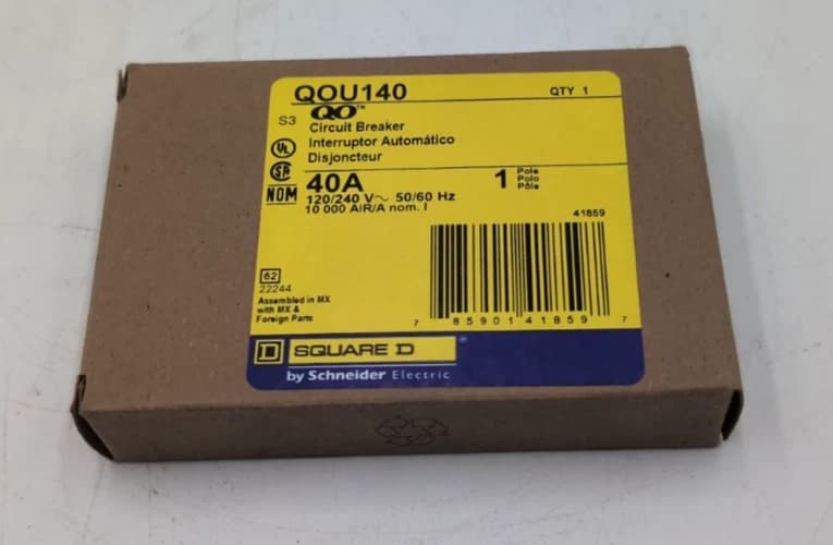 Square D QOU140 Miniature Circuit Breaker 1P 3PH 40A 240V 10KA 40 Amp 240V NEW