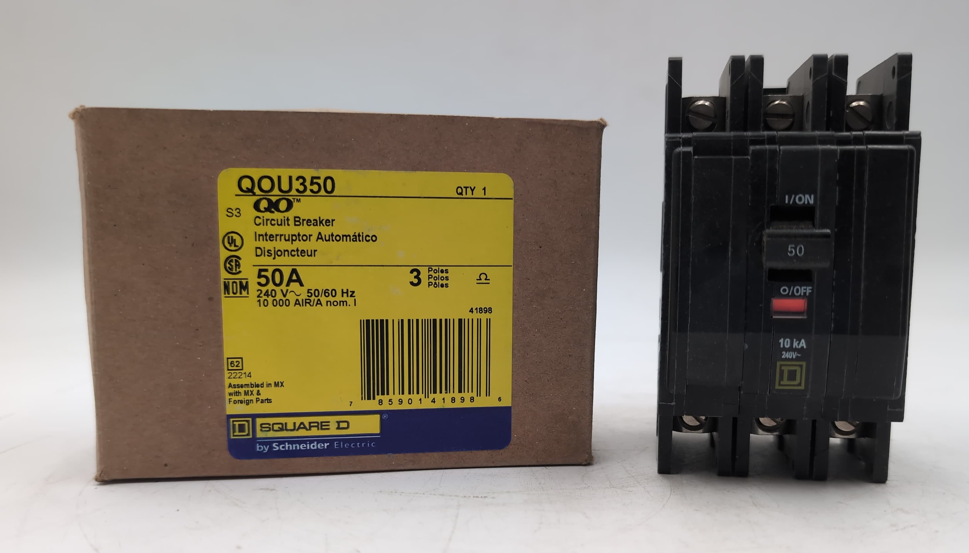 Square D QOU350 Circuit Breaker 3 Pole 50 Amp 240V NEW