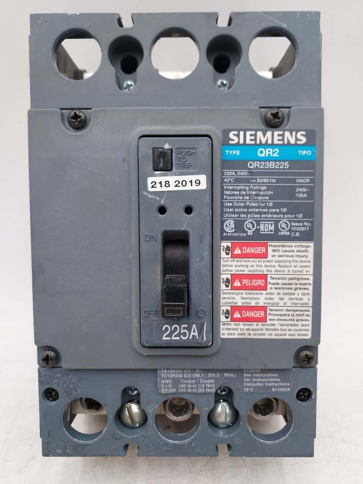 Siemens QR23B225 Circuit Breaker — image 1 of 7