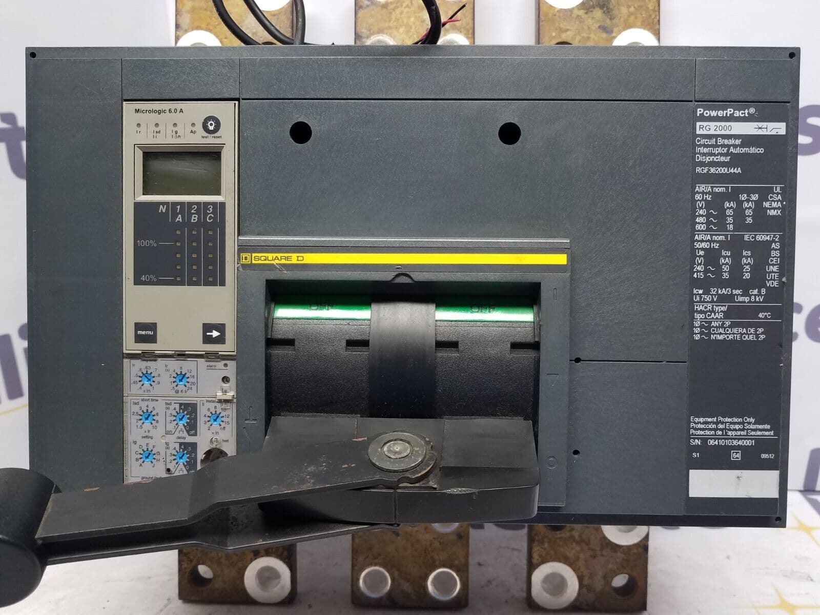 Square D RGF36200U44A Circuit Breaker 2000A 3P 600V RGF 3 pole 2000 Amp LSIG – image 1