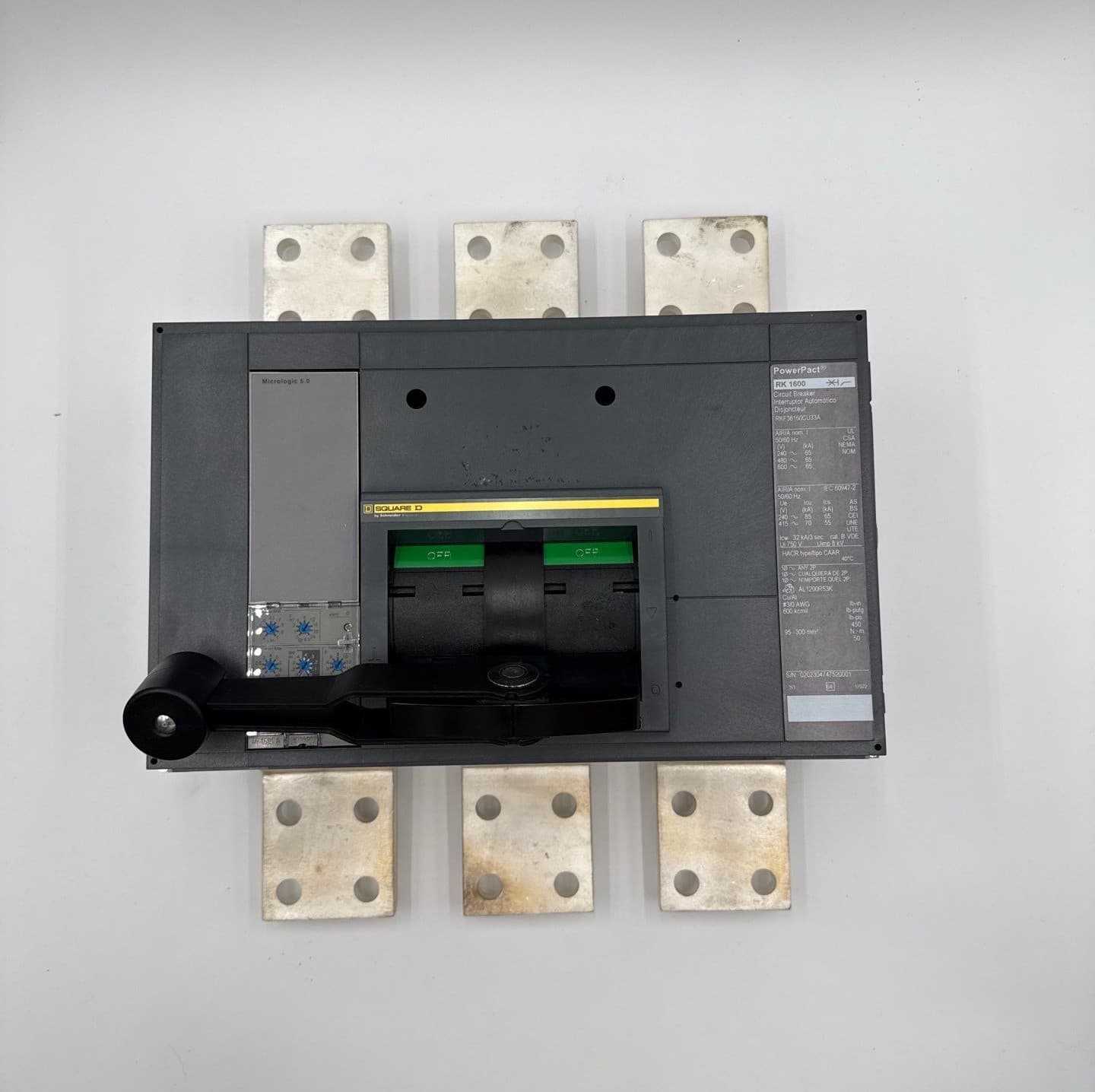 Square D RKF36160CU33A Circuit Breaker 1600A 3P 600V PowerPact 65kA R-Frame