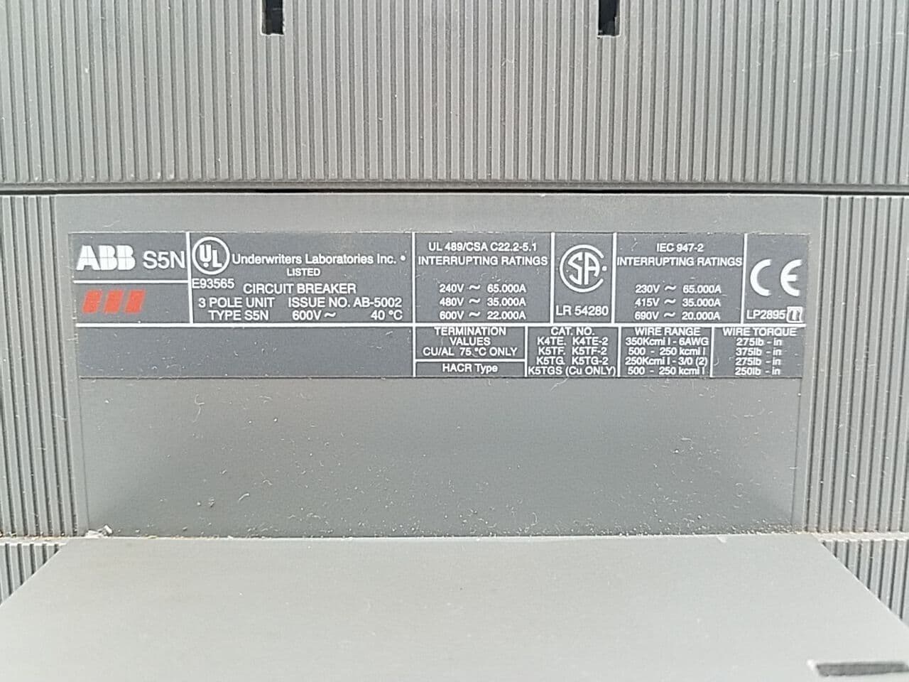 ABB S5N Circuit Breaker — image 1 of 11