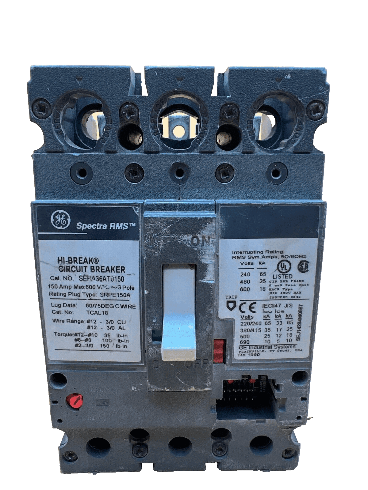 GE SEHA36AT0150 Circuit Breaker — image 1 of 6