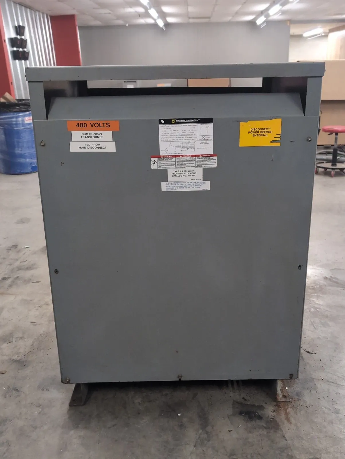 150KVA Square D 150T3H 3PH Transformer Pri 480V Sec 208/120V 60Hz Indoor Encl