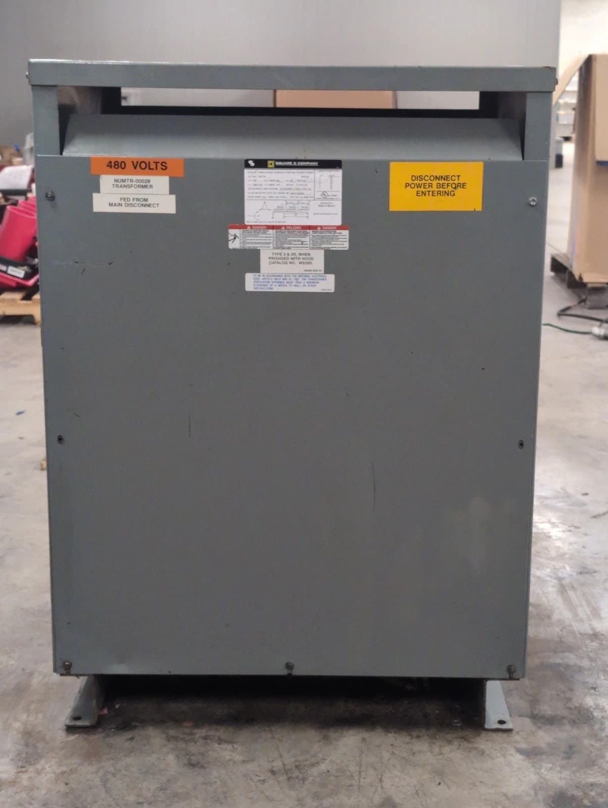 150KVA Square D 150T3H Transformer Pri 480V Sec 208/120V 60Hz Indoor Encl 3PH