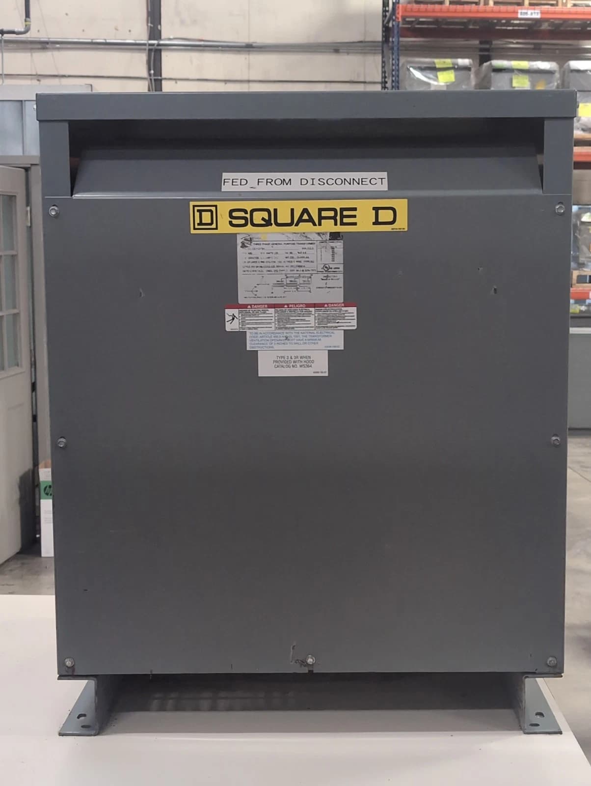 112.5KVA Square D EE112T3H 3PH Pri 480V Sec 208/120V Transformer Indoor Encl – image 1