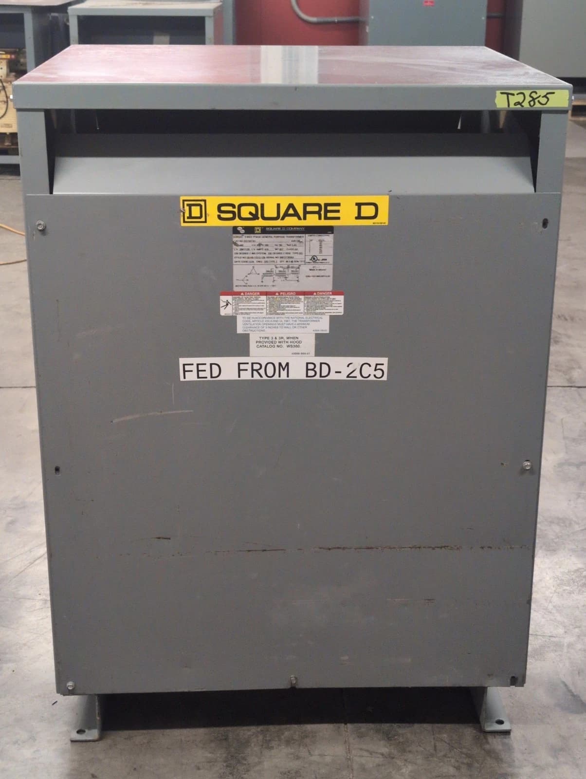 150KVA Square D EE150T3H Transformer Pri 480V Sec 208/120V 3PH Indoor Encl 60Hz