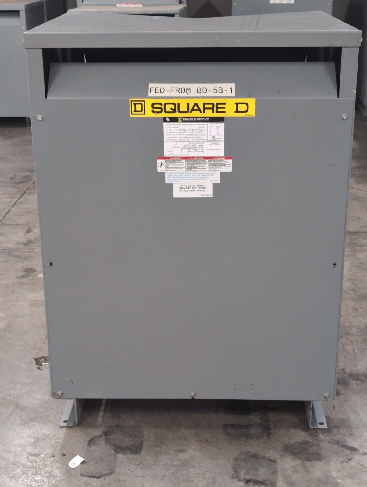150KVA Square D EE150T3H Transformer 3PH Pri 480V Sec 208/120V 60Hz Indoor Encl