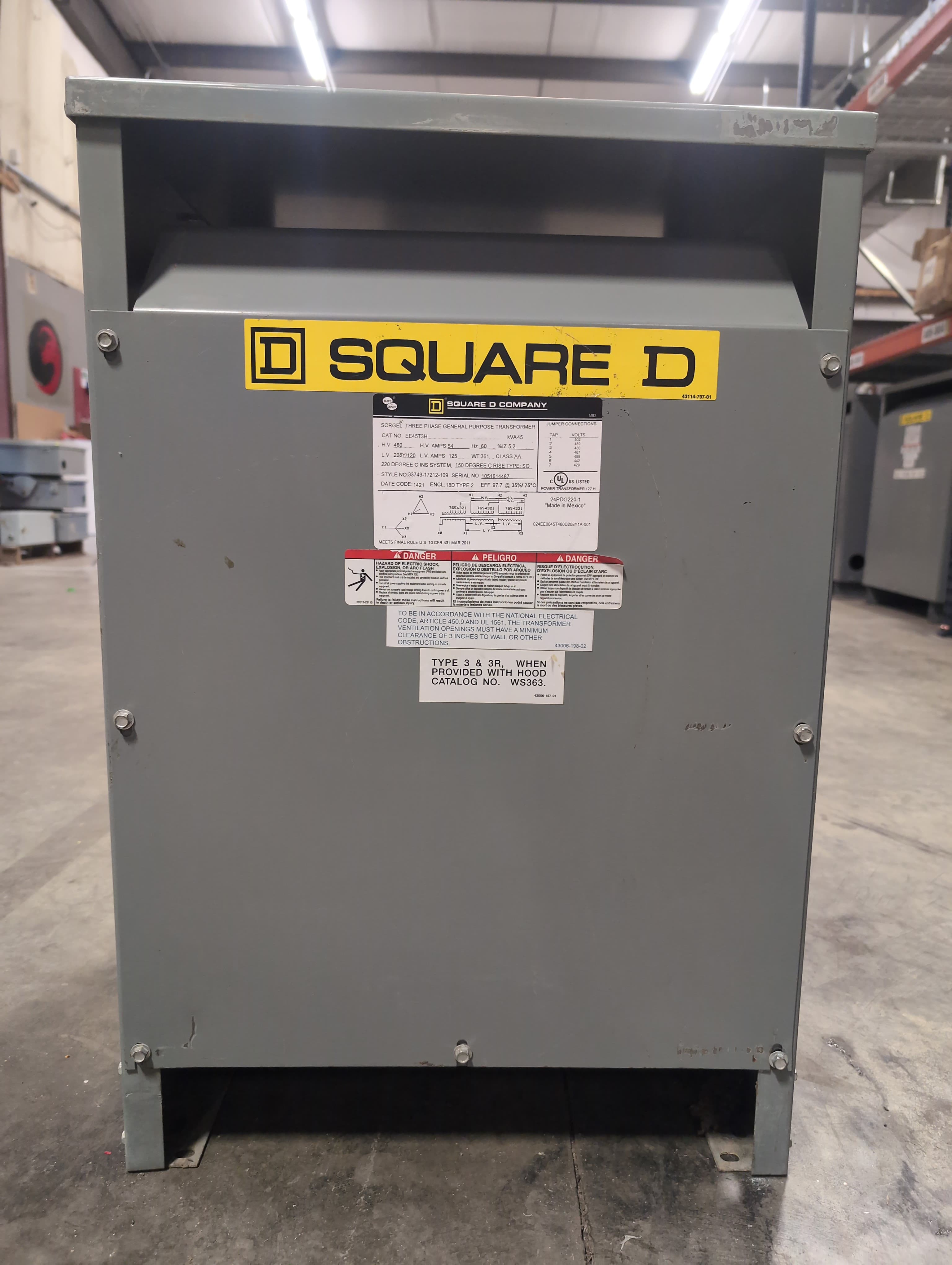 Square D 45T3H Dry Type Transformers — image 1 of 6