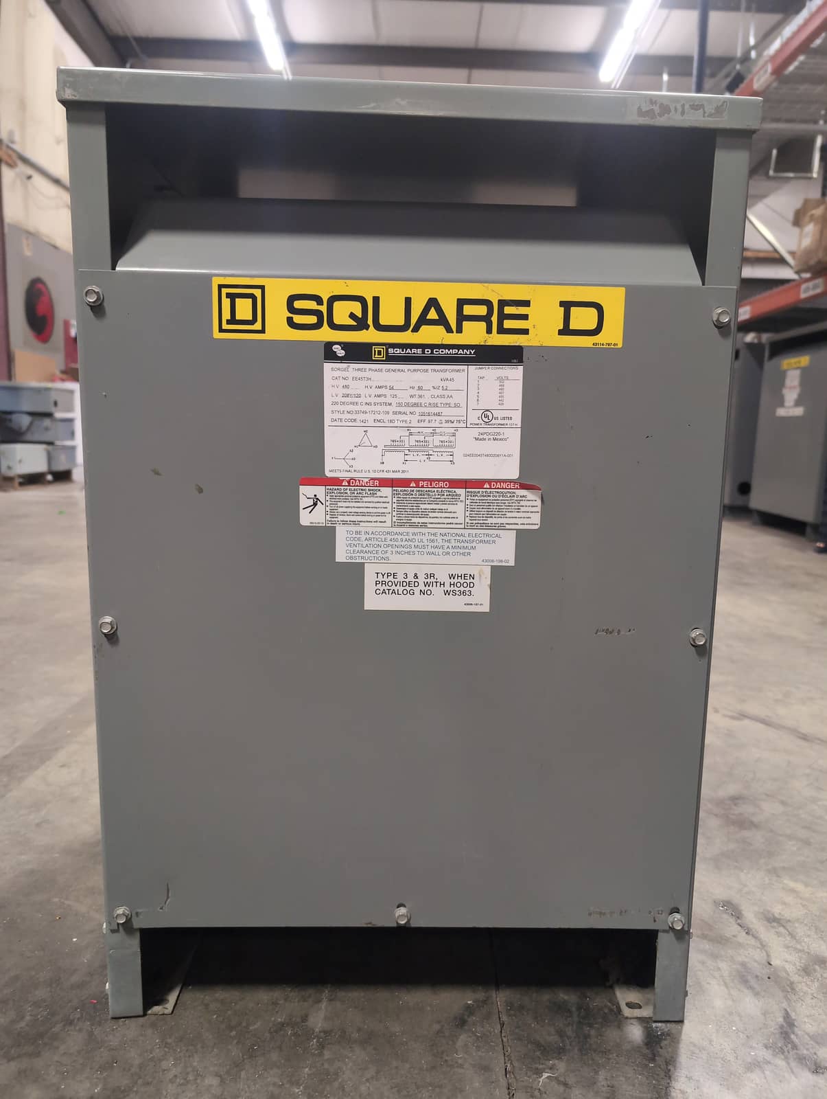 Square D 45T3H Dry Type Transformers — image 1 of 6