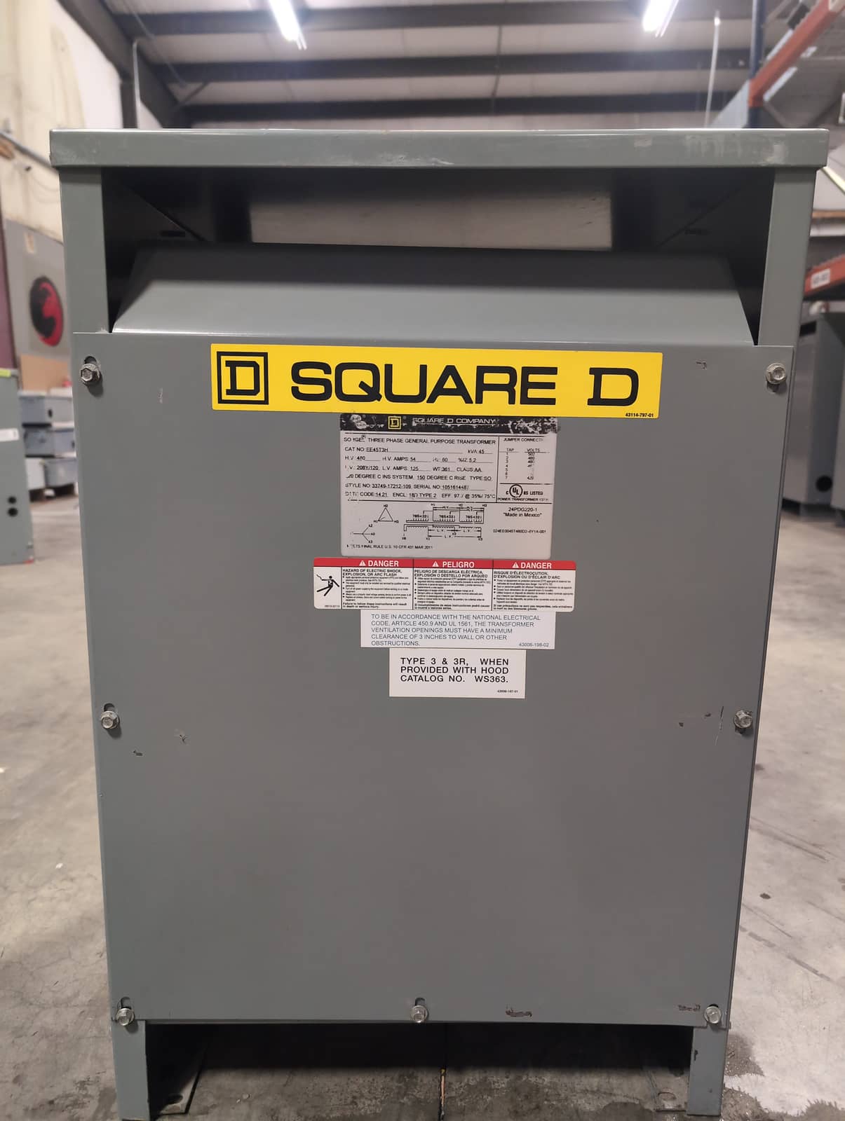 Square D 45T3H Dry Type Transformers — image 1 of 6