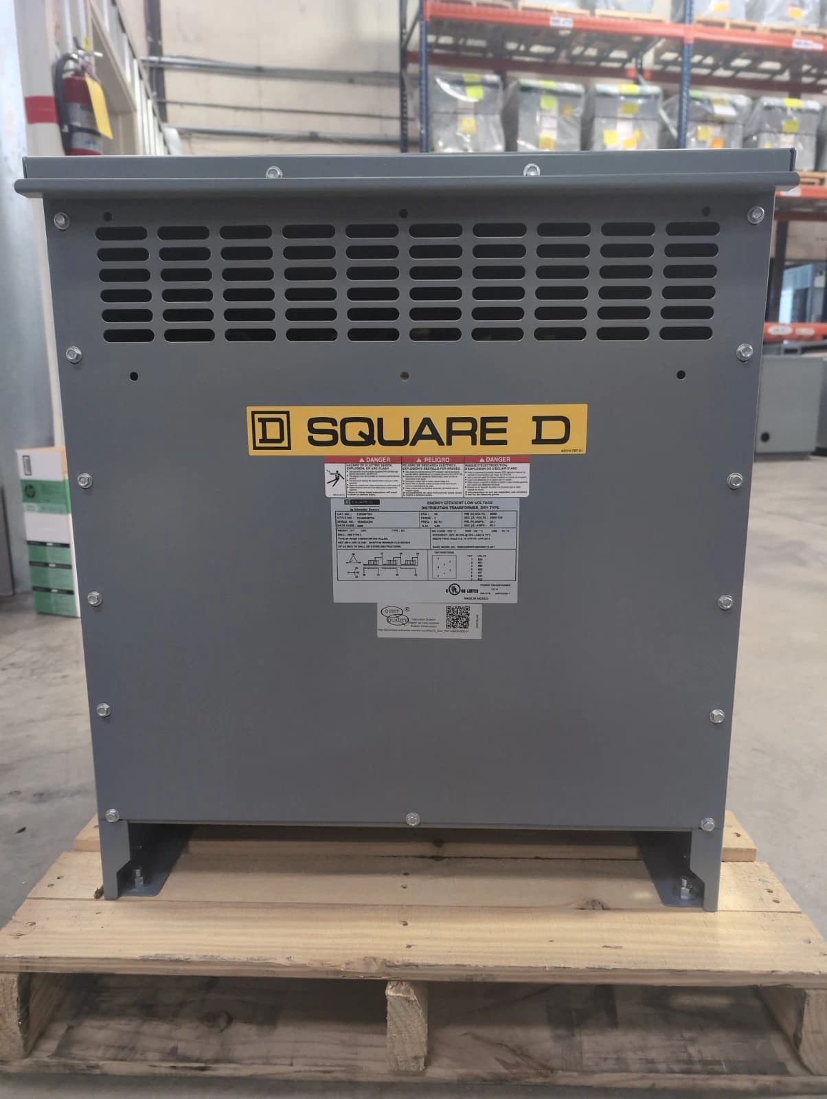 30KVA Square D EXN30T3H Transformer Pri 480D Sec 208Y/120V 3PH Type 2 Encl New