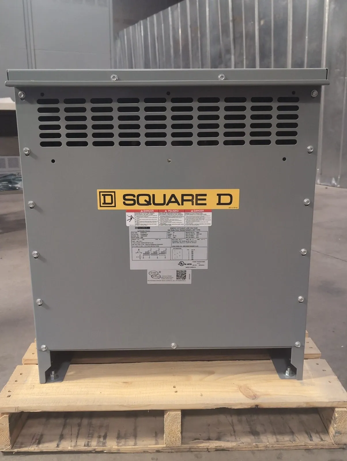 30KVA Square D EXN30T3H 3PH Transformer Pri 480V Sec 208Y/120V Type 2 Encl New