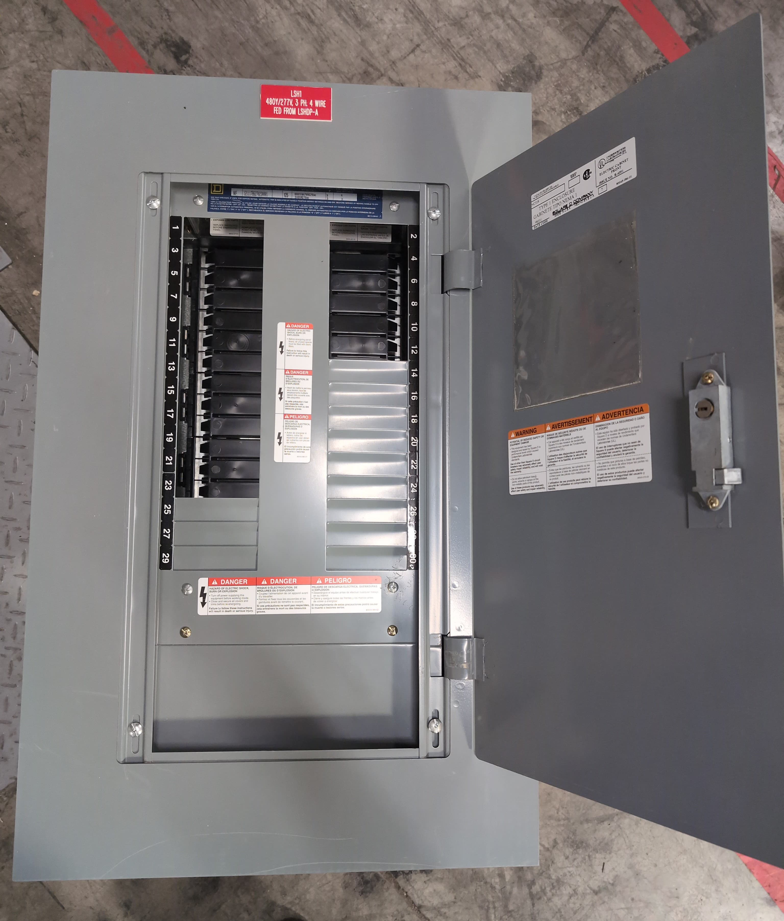 Square D NF Panelboard 125A 480V 600V 3PH 4W 30 Cir MLO Panel 125 Amp Main Lug