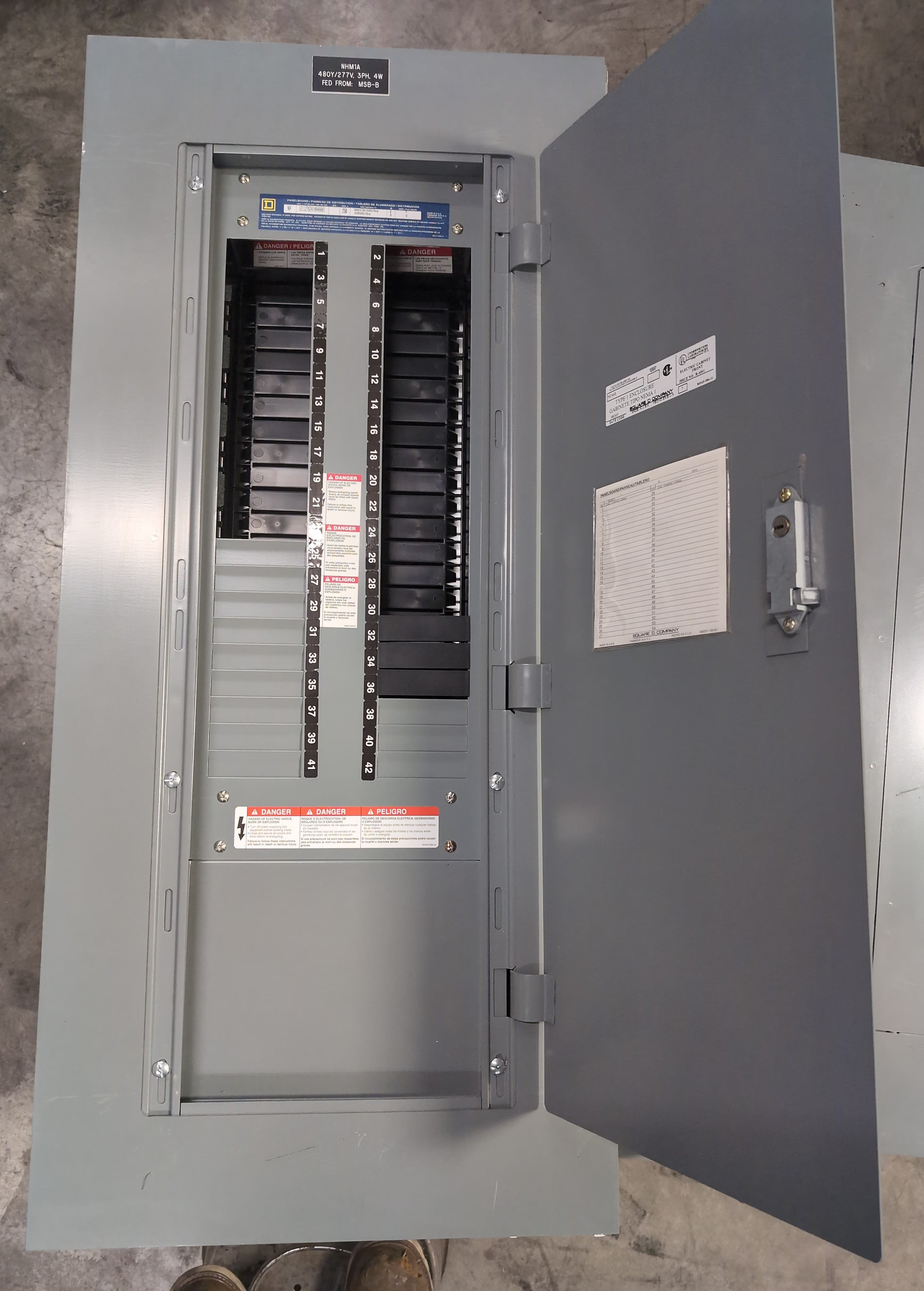 Square D NF Panelboard 250A 600V 480V 3PH 4W MLO Panel 42 Cir 250 Amp MH44BE – image 1